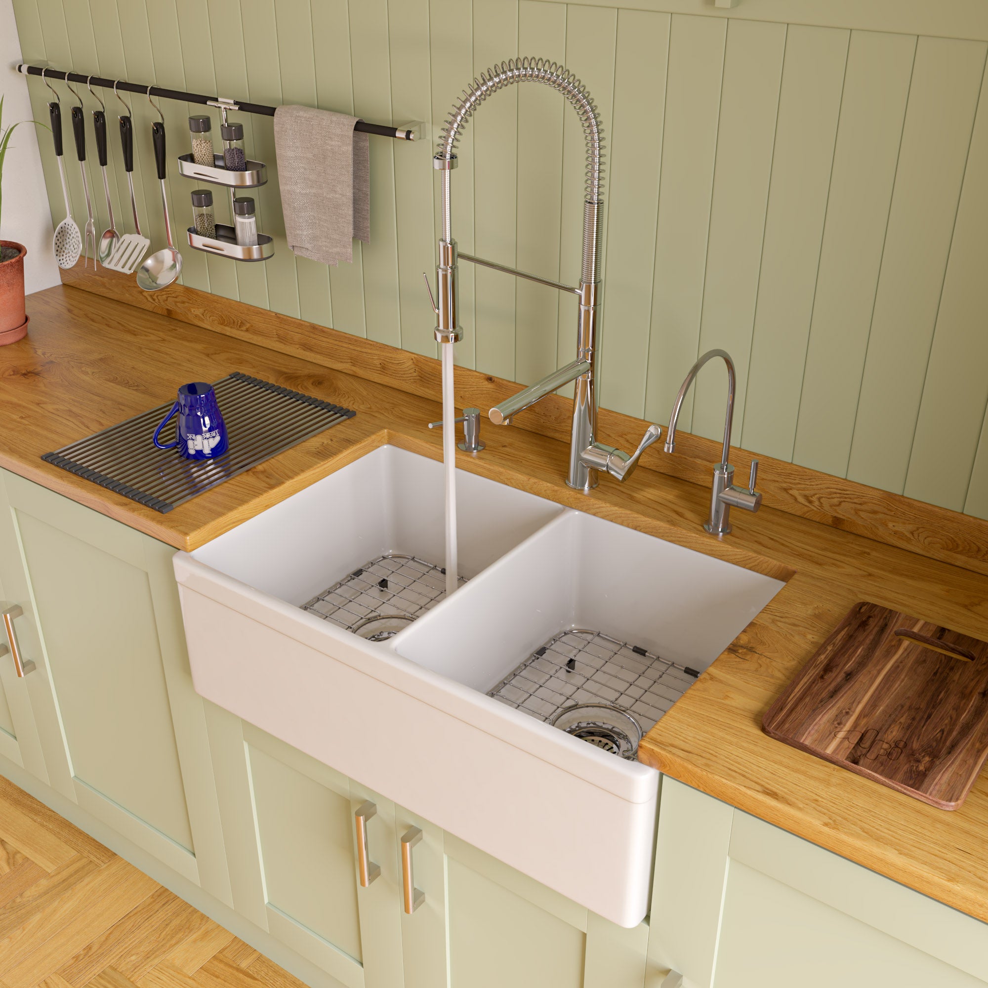 ALFI Brand - White 32" Decorative Lip Apron Double Bowl Fireclay Farmhouse Kitchen Sink | AB539-W ALFI Brand - White 32" Decorative Lip Apron Double Bowl Fireclay Farmhouse Kitchen Sink | AB539-W