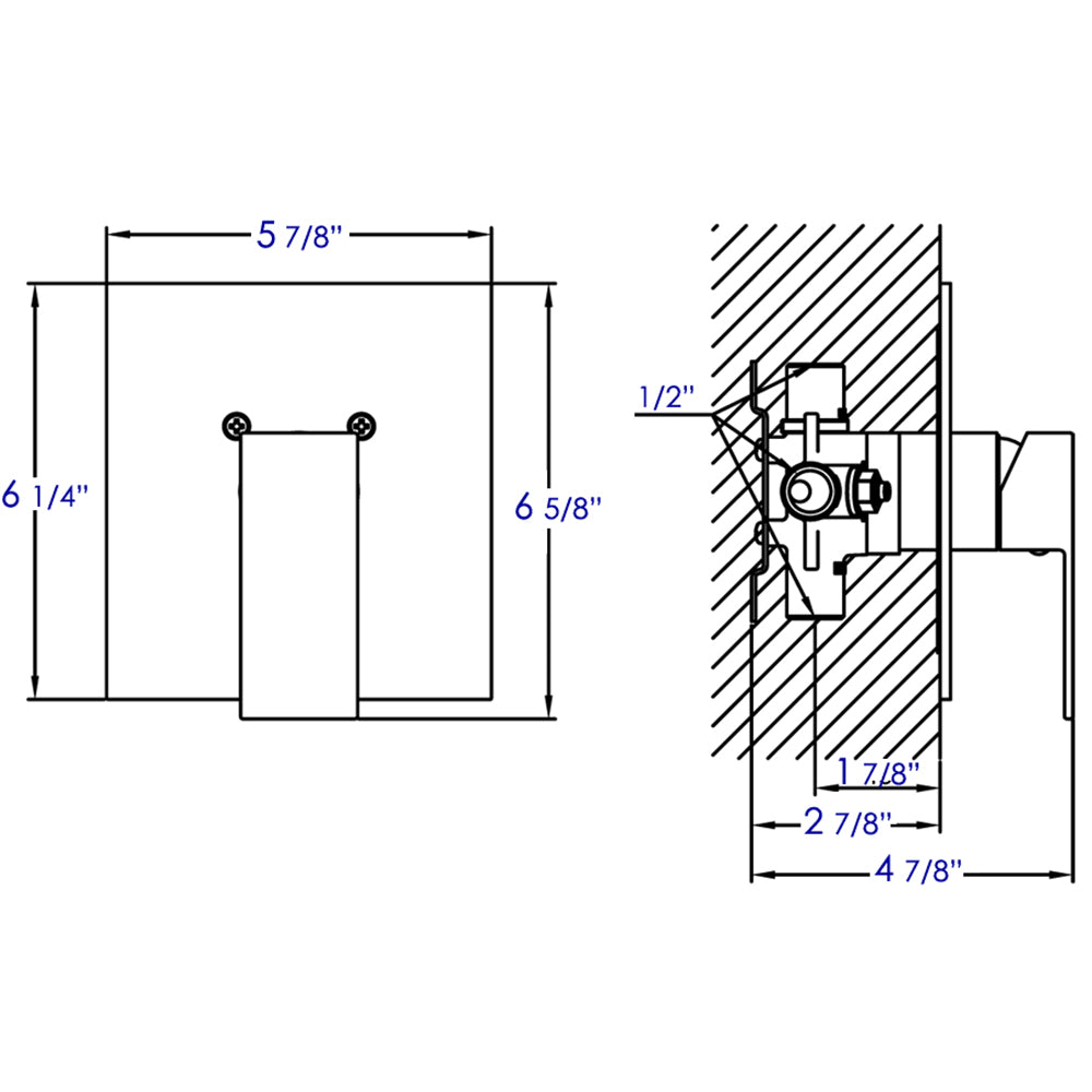 ALFI Brand - Brushed Nickel Shower Valve Mixer with Square Lever Handle | AB5501-BN ALFI Brand - Brushed Nickel Shower Valve Mixer with Square Lever Handle | AB5501-BN