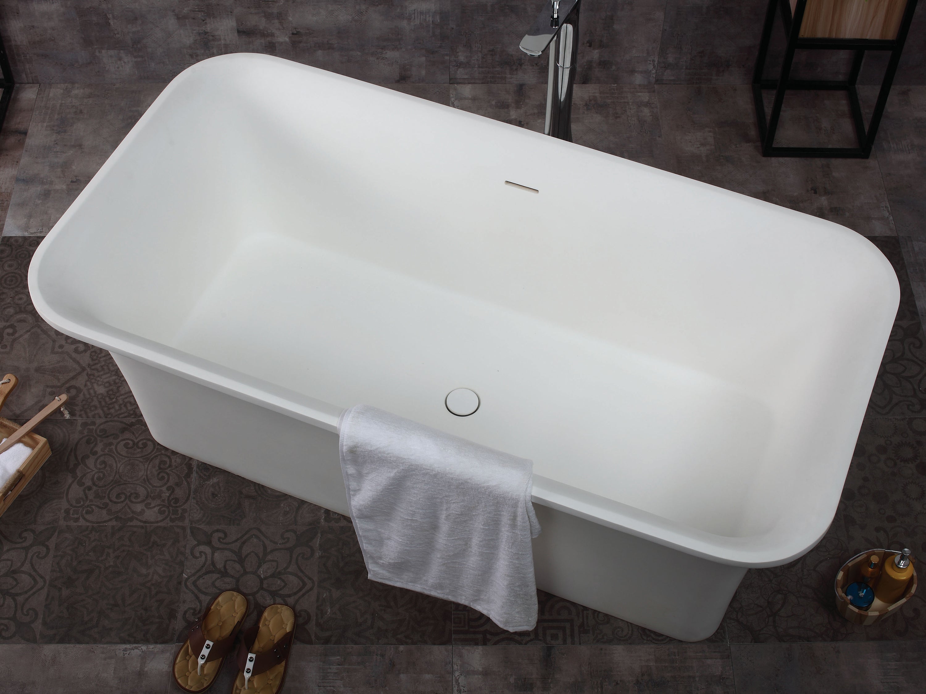 ALFI Brand - 67" White Rectangular Solid Surface Smooth Resin Soaking Bathtub | AB9942 ALFI Brand - 67" White Rectangular Solid Surface Smooth Resin Soaking Bathtub | AB9942