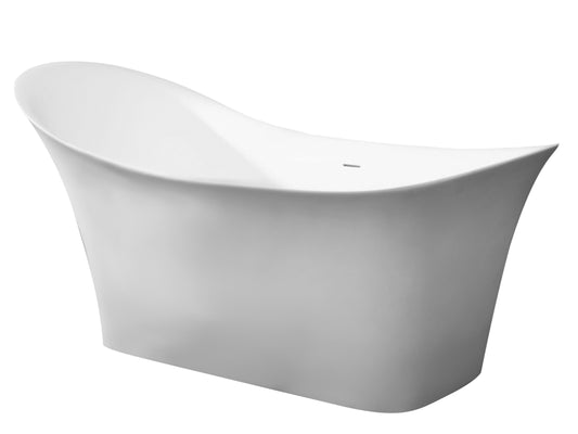 ALFI Brand - 74" White Solid Surface Smooth Resin Soaking Slipper Bathtub | AB9915