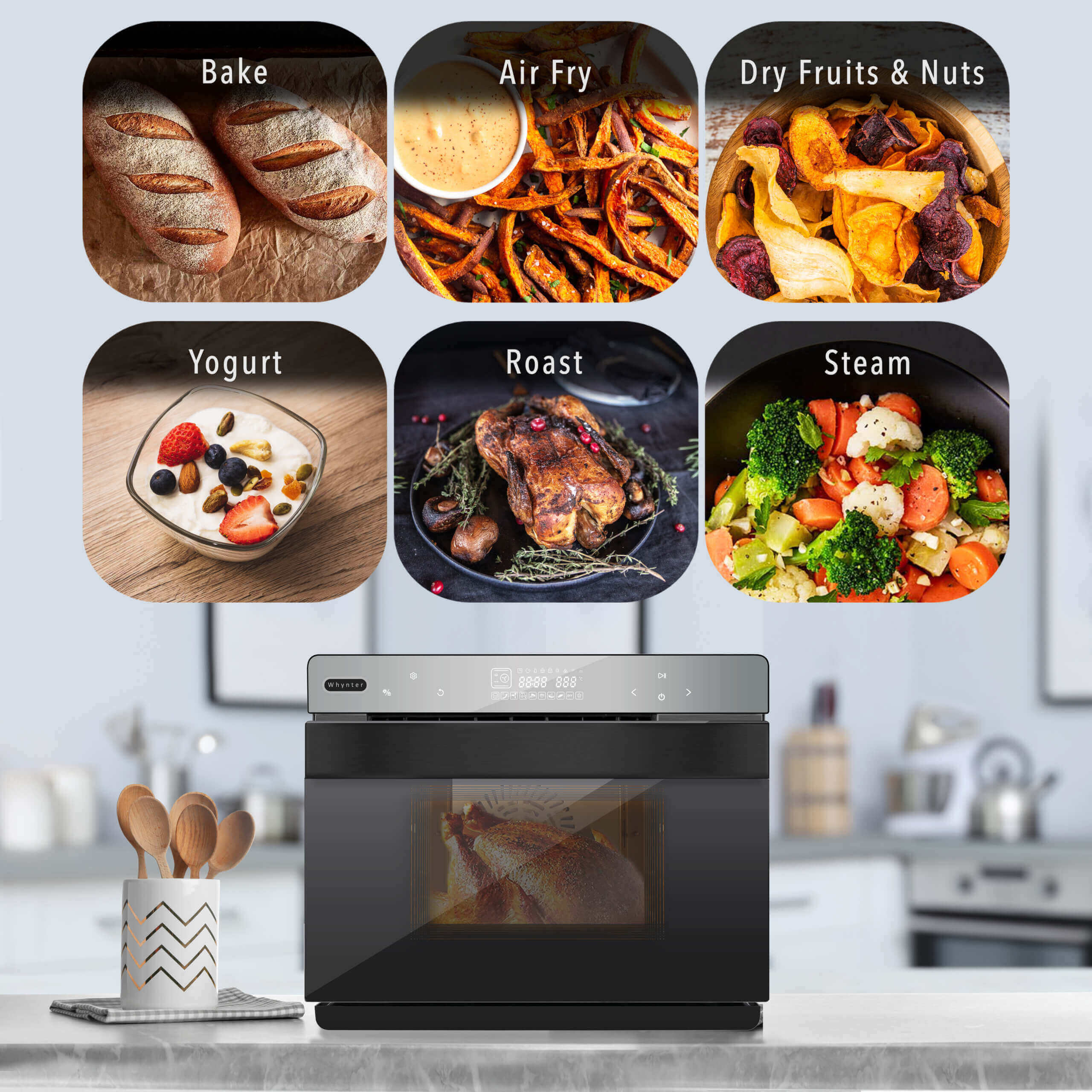 Whynter - Grande 40 Quart Capacity Counter-Top Multi-Function Intelligent Convection Steam Oven Air Fryer, Oven, Yogurt Maker, Dehydrator & DIY Mode | TSO-488GB Whynter - Grande 40 Quart Capacity Counter-Top Multi-Function Intelligent Convection Steam Oven Air Fryer, Oven, Yogurt Maker, Dehydrator & DIY Mode | TSO-488GB