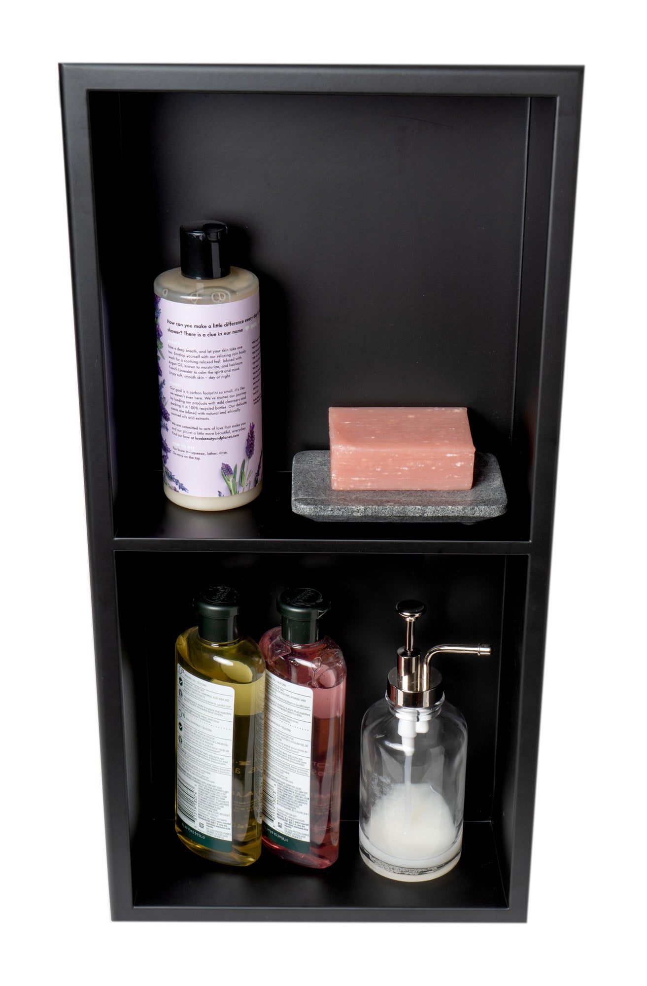 ALFI Brand - 12 x 24 Black Matte Stainless Steel Vertical Double Shelf Bath Shower Niche | ABNC1224-BLA ALFI Brand - 12 x 24 Black Matte Stainless Steel Vertical Double Shelf Bath Shower Niche | ABNC1224-BLA