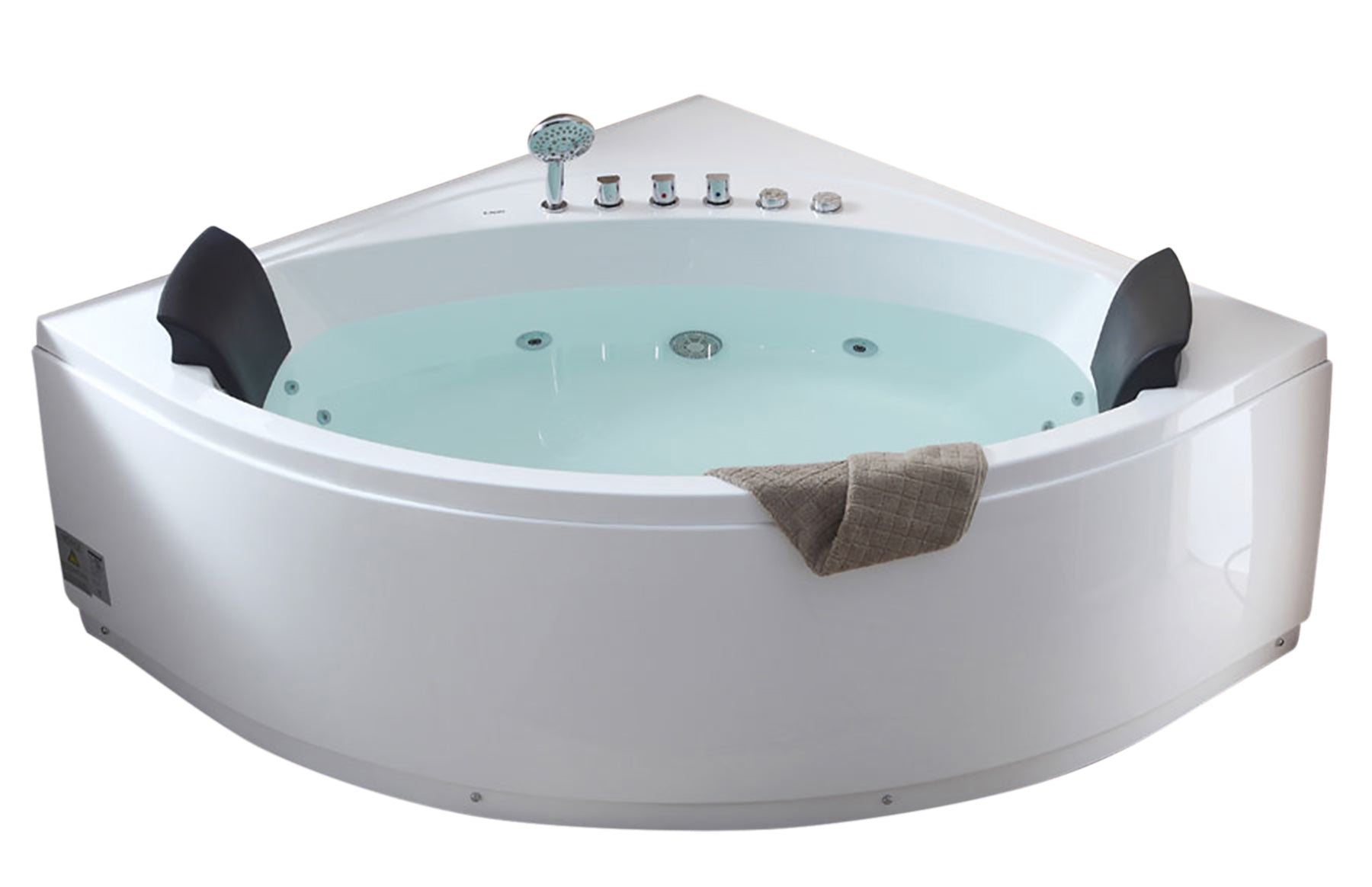 EAGO - 5' Rounded Modern Double Seat Corner Whirlpool Bath Tub with Fixtures | AM200 EAGO - 5' Rounded Modern Double Seat Corner Whirlpool Bath Tub with Fixtures | AM200