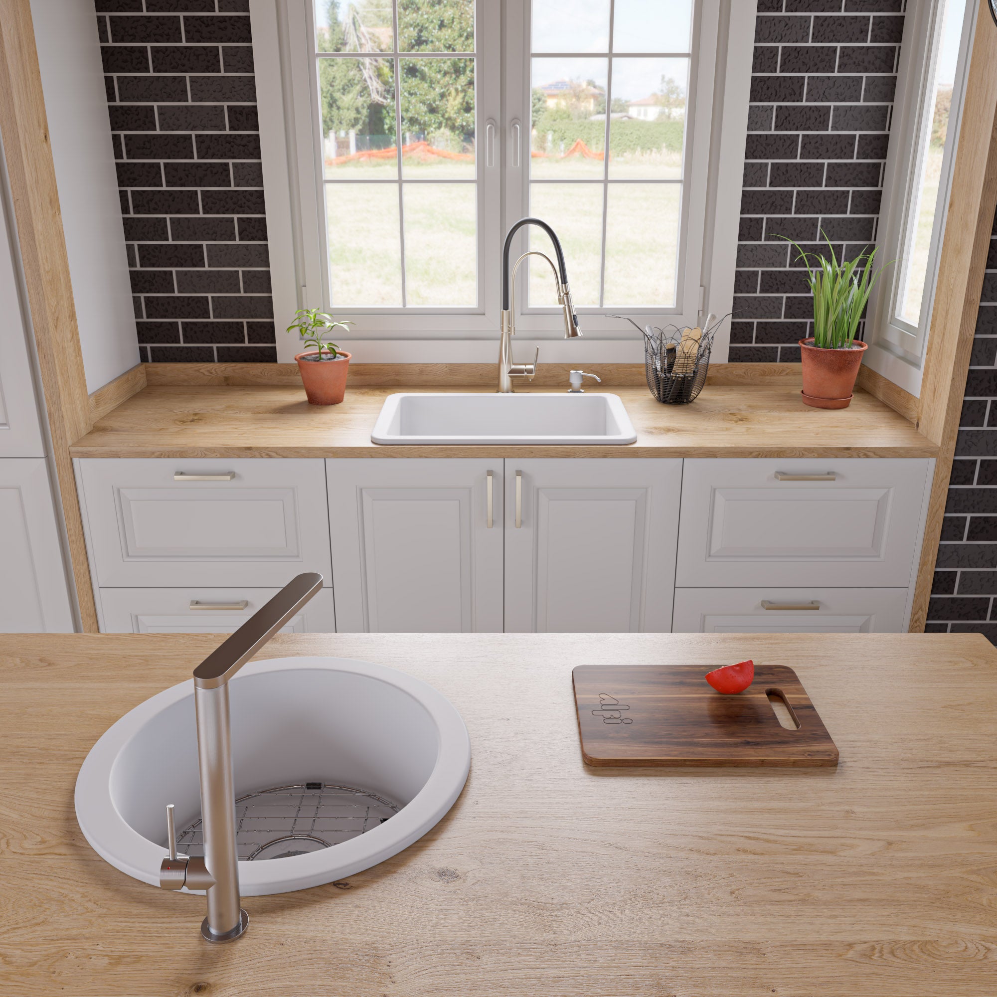 ALFI Brand - White 27" x 18" Fireclay Undermount / Drop In Firelcay Kitchen Sink | ABF2718UD-W ALFI Brand - White 27" x 18" Fireclay Undermount / Drop In Firelcay Kitchen Sink | ABF2718UD-W