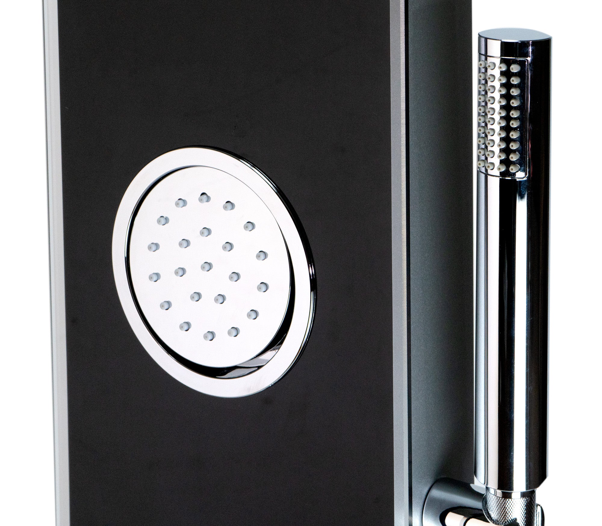ALFI Brand - Black Glass Shower Panel with 2 Body Sprays and Rain Shower Head | ABSP55B ALFI Brand - Black Glass Shower Panel with 2 Body Sprays and Rain Shower Head | ABSP55B