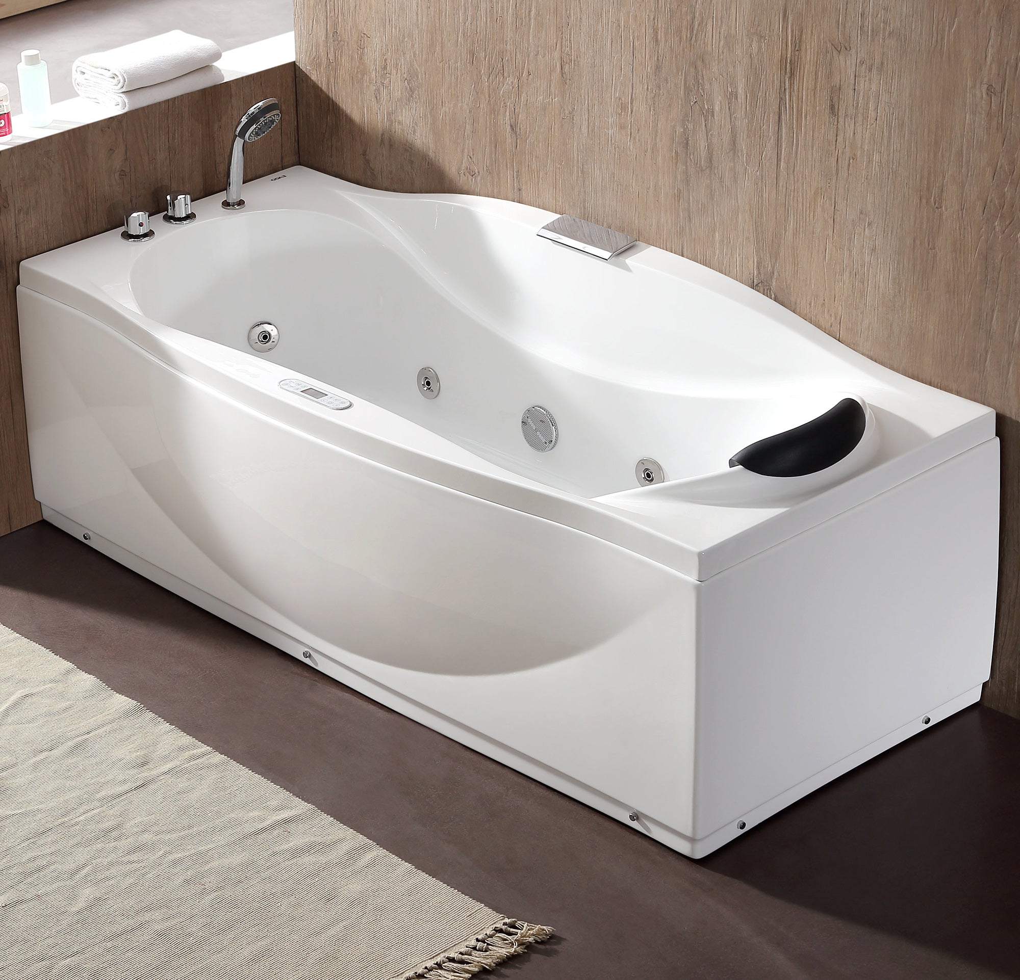 EAGO - 6 ft Left Drain Acrylic White Whirlpool Bathtub w Fixtures | AM189ETL-L EAGO - 6 ft Left Drain Acrylic White Whirlpool Bathtub w Fixtures | AM189ETL-L
