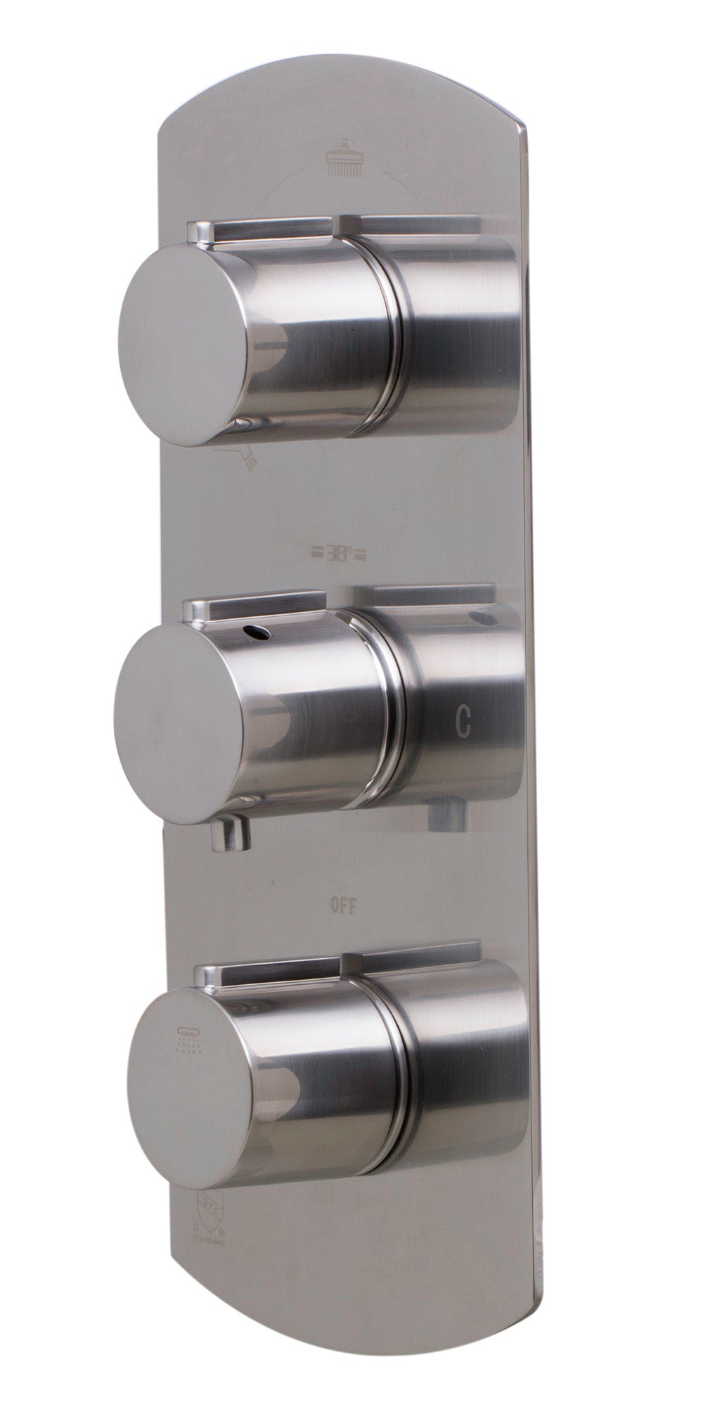 ALFI Brand - Brushed Nickel Concealed 3-Way Thermostatic Valve Shower Mixer Round Knobs | AB4001-BN ALFI Brand - Brushed Nickel Concealed 3-Way Thermostatic Valve Shower Mixer Round Knobs | AB4001-BN
