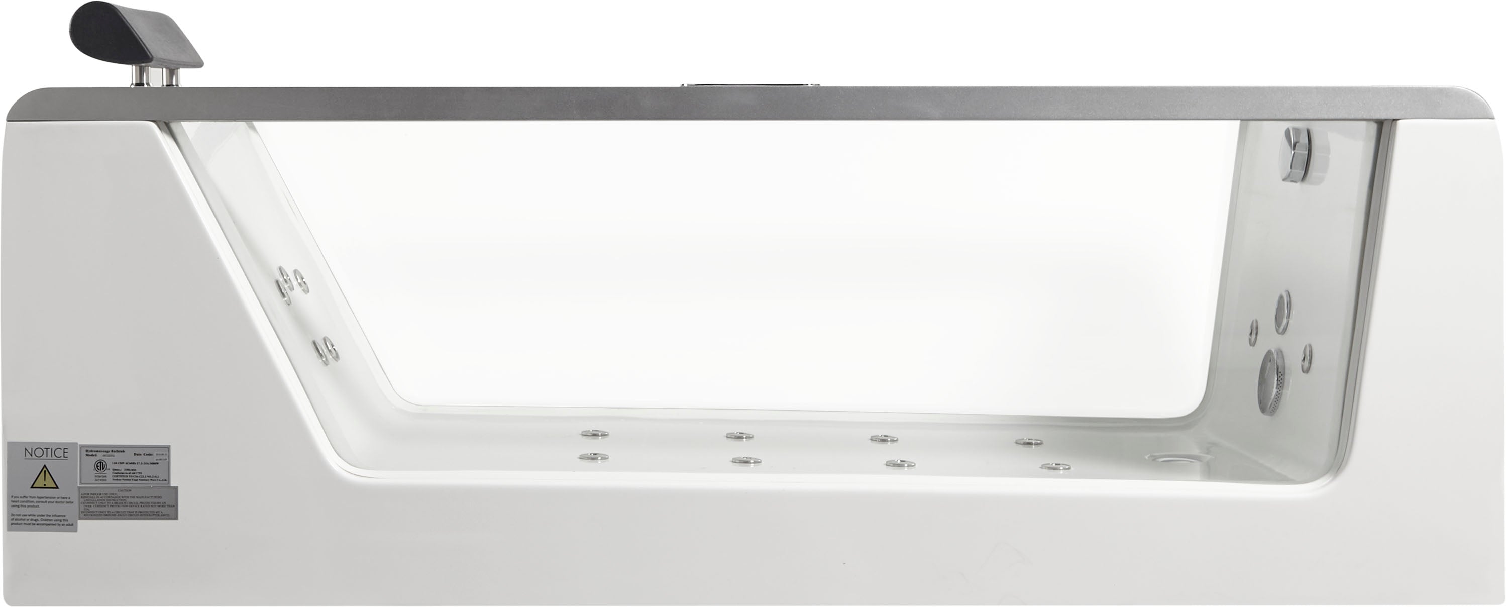 EAGO - 6 ft Clear Rectangular Acrylic Whirlpool Bathtub | AM152ETL-6 EAGO - 6 ft Clear Rectangular Acrylic Whirlpool Bathtub | AM152ETL-6