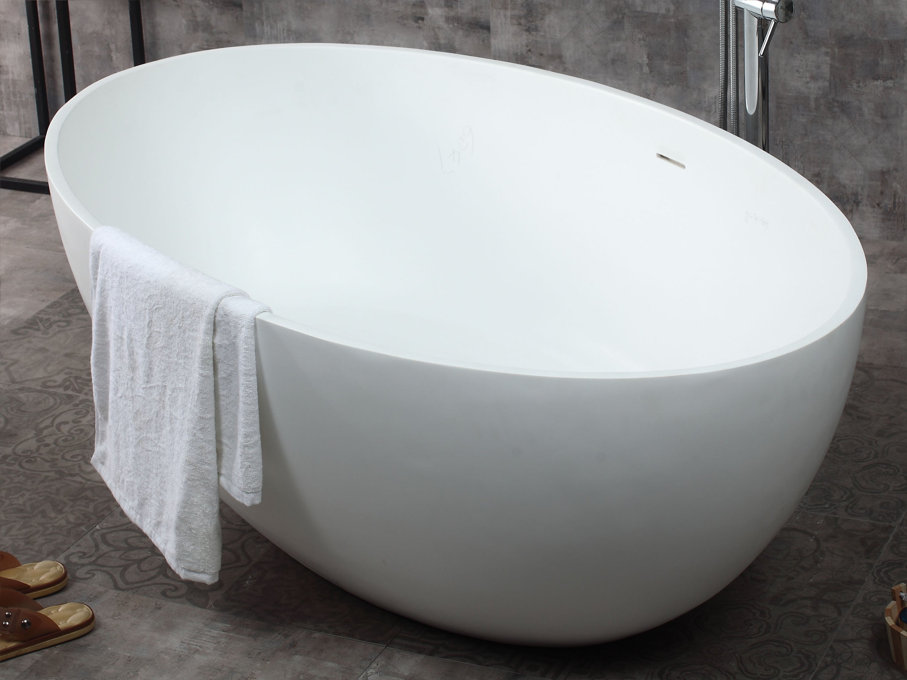 ALFI Brand - 67" White Oval Solid Surface Smooth Resin Soaking Bathtub | AB9941 ALFI Brand - 67" White Oval Solid Surface Smooth Resin Soaking Bathtub | AB9941