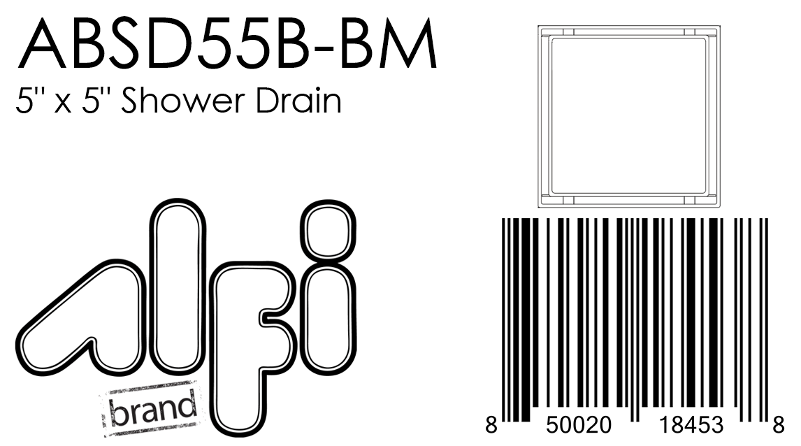 ALFI Brand - 5" x 5" Black Matte Square Stainless Steel Shower Drain with Solid Cover | ABSD55B-BM ALFI Brand - 5" x 5" Black Matte Square Stainless Steel Shower Drain with Solid Cover | ABSD55B-BM
