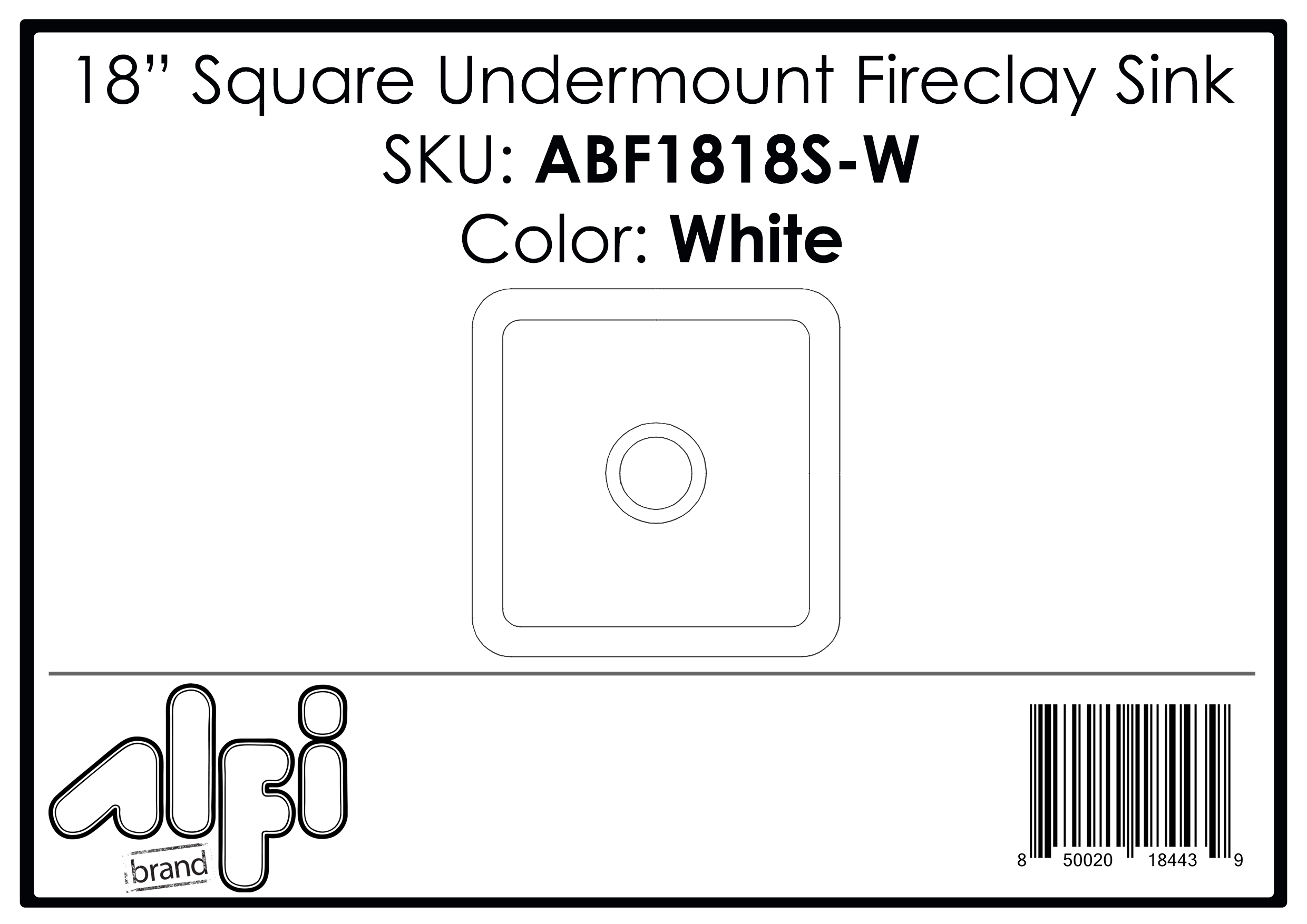 ALFI Brand - White Square 18" x 18" Undermount / Drop In Fireclay Prep Sink | ABF1818S-W ALFI Brand - White Square 18" x 18" Undermount / Drop In Fireclay Prep Sink | ABF1818S-W