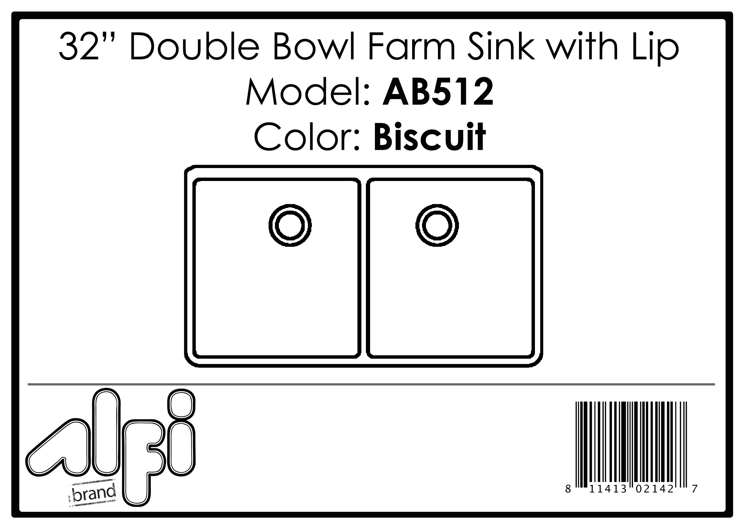 ALFI Brand - Biscuit 32" Double Bowl Lip Apron Fireclay Farmhouse Kitchen Sink with 1 3/4" Lip | AB512-B ALFI Brand - Biscuit 32" Double Bowl Lip Apron Fireclay Farmhouse Kitchen Sink with 1 3/4" Lip | AB512-B