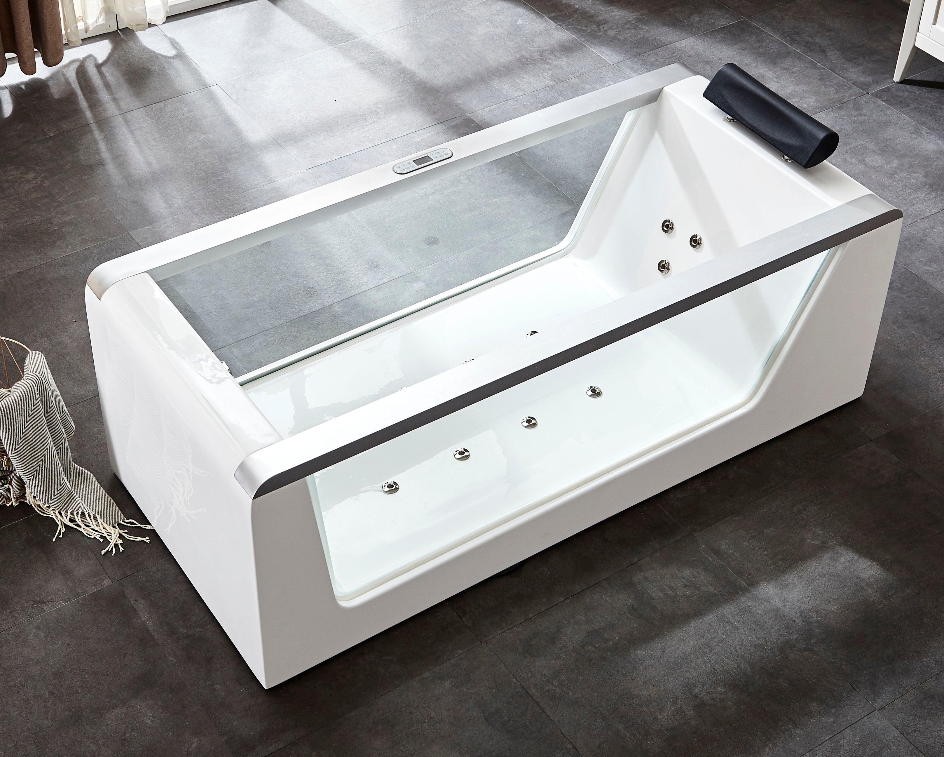 EAGO - 6 ft Clear Rectangular Acrylic Whirlpool Bathtub | AM152ETL-6 EAGO - 6 ft Clear Rectangular Acrylic Whirlpool Bathtub | AM152ETL-6