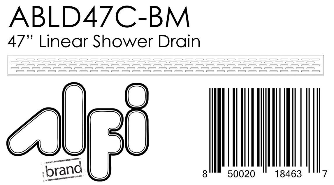 ALFI Brand - 47" Black Matte Stainless Steel Linear Shower Drain with Groove Holes | ABLD47C-BM ALFI Brand - 47" Black Matte Stainless Steel Linear Shower Drain with Groove Holes | ABLD47C-BM