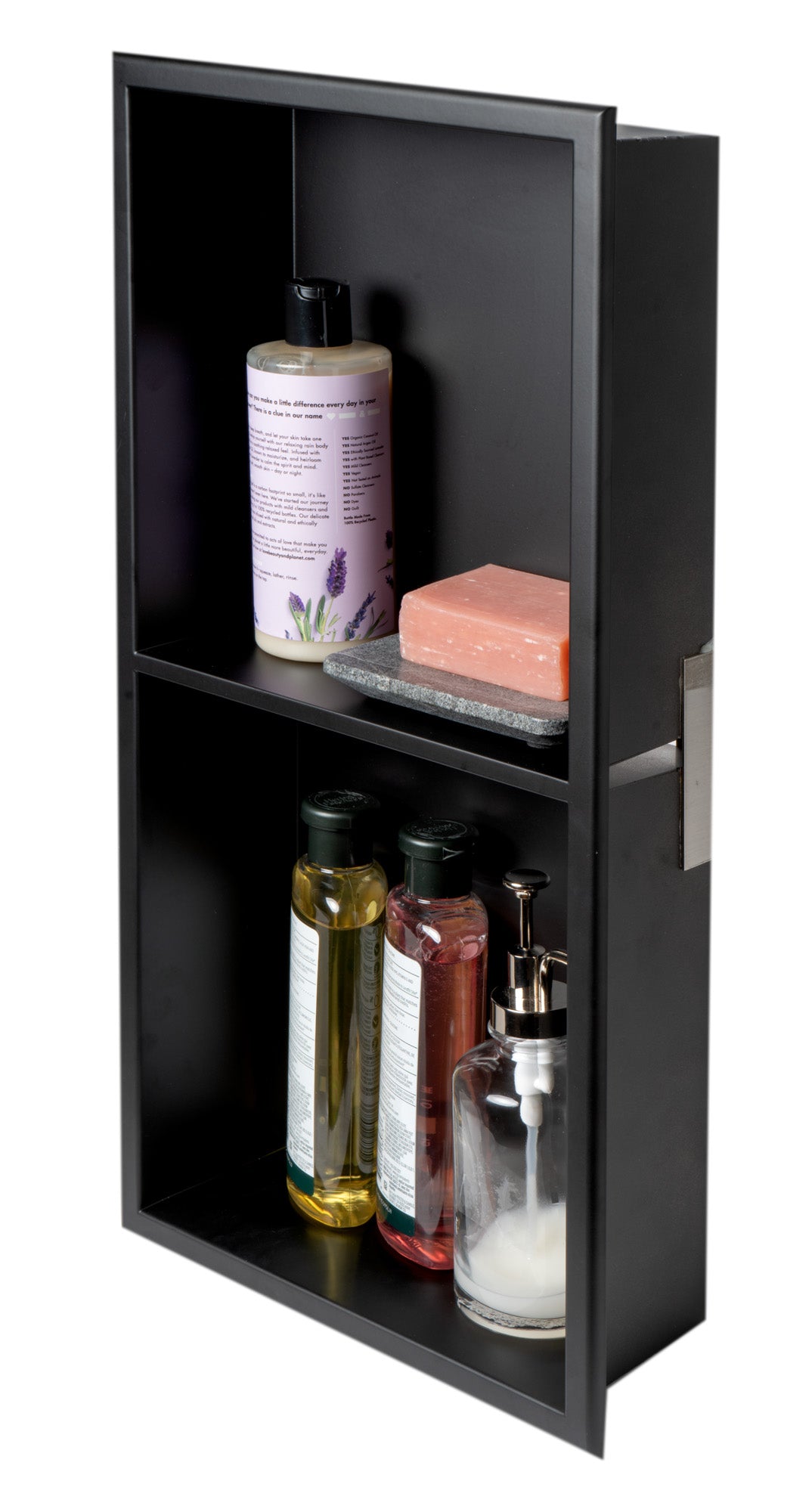 ALFI Brand - 12 x 24 Black Matte Stainless Steel Vertical Double Shelf Bath Shower Niche | ABNC1224-BLA ALFI Brand - 12 x 24 Black Matte Stainless Steel Vertical Double Shelf Bath Shower Niche | ABNC1224-BLA