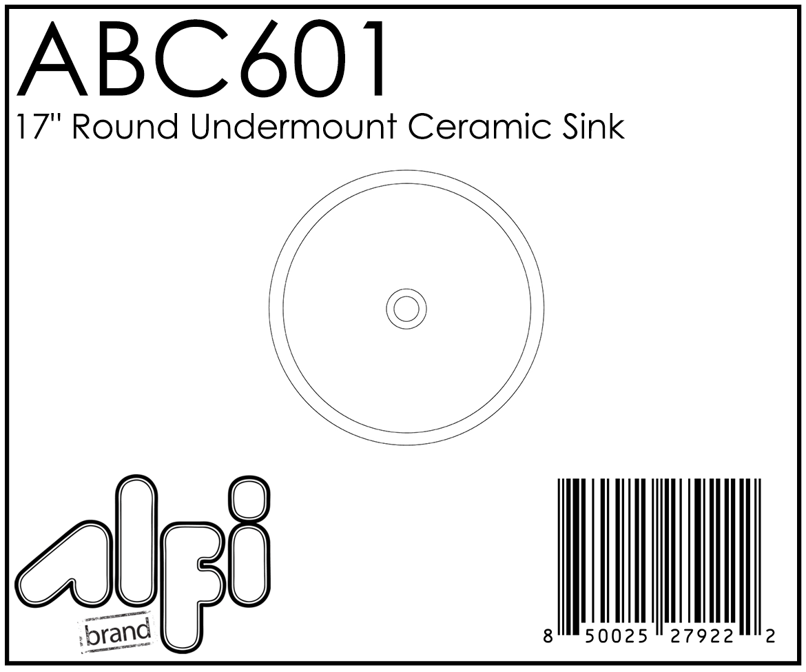 ALFI Brand - White 17" Round Undermount Ceramic Sink | ABC601 ALFI Brand - White 17" Round Undermount Ceramic Sink | ABC601