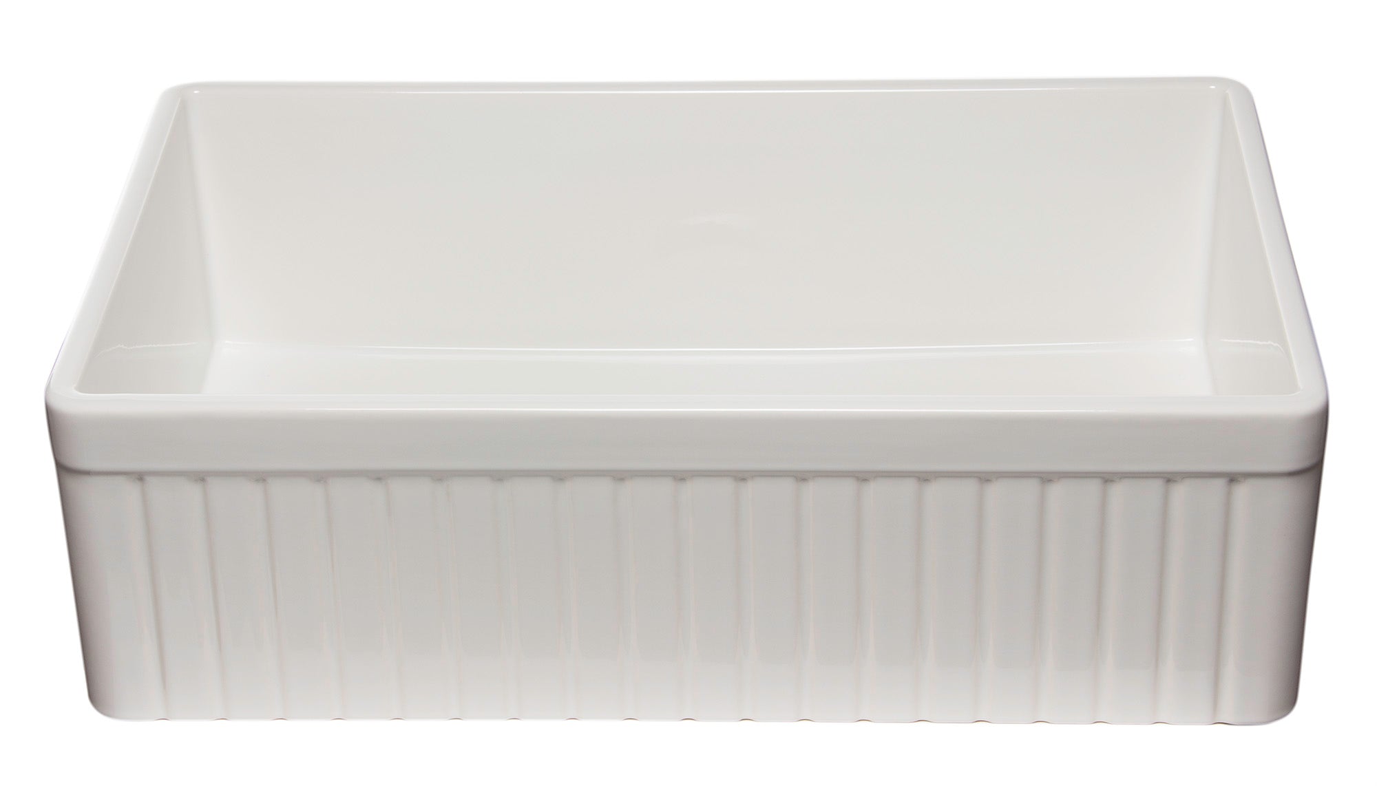ALFI Brand - 33" White Single Bowl Fluted Apron Fireclay Farm Sink | AB532-W ALFI Brand - 33" White Single Bowl Fluted Apron Fireclay Farm Sink | AB532-W
