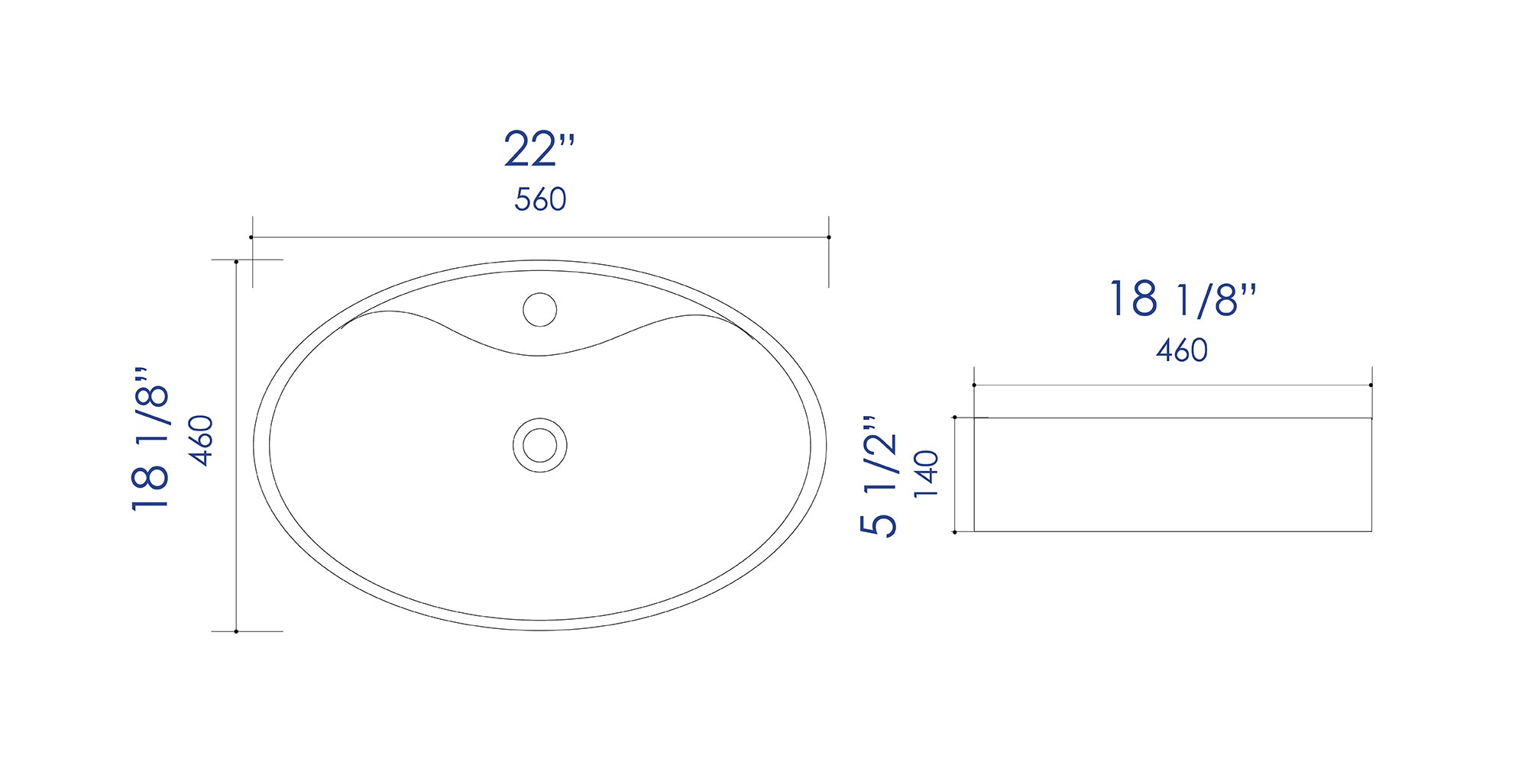 ALFI Brand - White 22" Oval Above Mount Ceramic Sink with Faucet Hole | ABC910 ALFI Brand - White 22" Oval Above Mount Ceramic Sink with Faucet Hole | ABC910