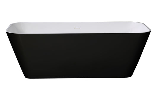 ALFI Brand - 67" Black & White Matte Rectangular Solid Surface Resin Soaking Bathtub | AB9952BM
