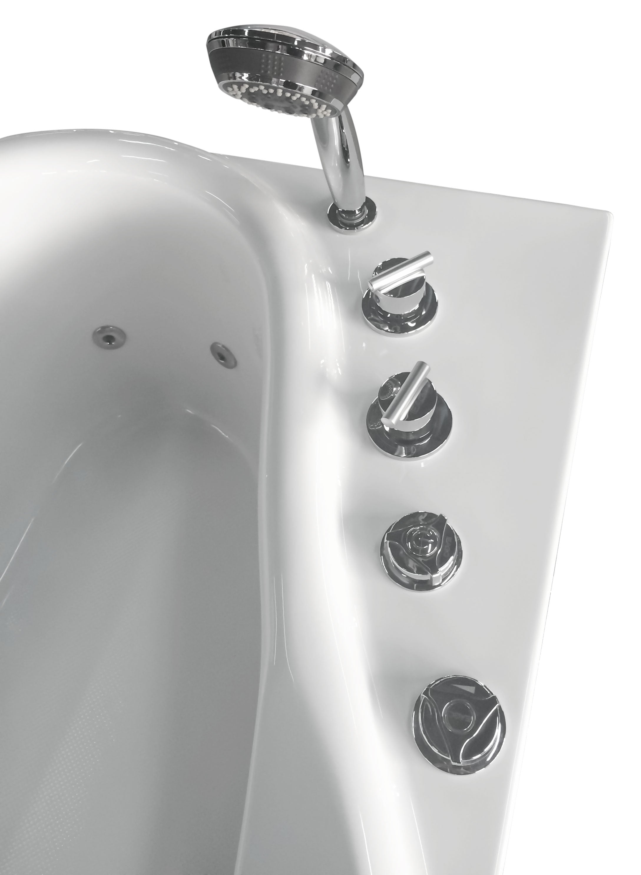 EAGO - 5'' White Acrylic Corner Whirlpool Bathtub - Drain on Left | AM175-L EAGO - 5'' White Acrylic Corner Whirlpool Bathtub - Drain on Left | AM175-L