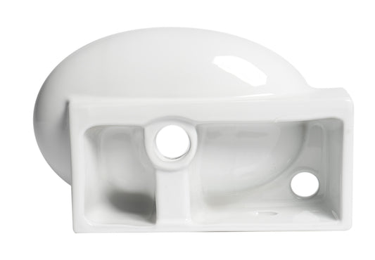 ALFI Brand - White 17" Small Wall Mounted Ceramic Sink with Faucet Hole | ABC117