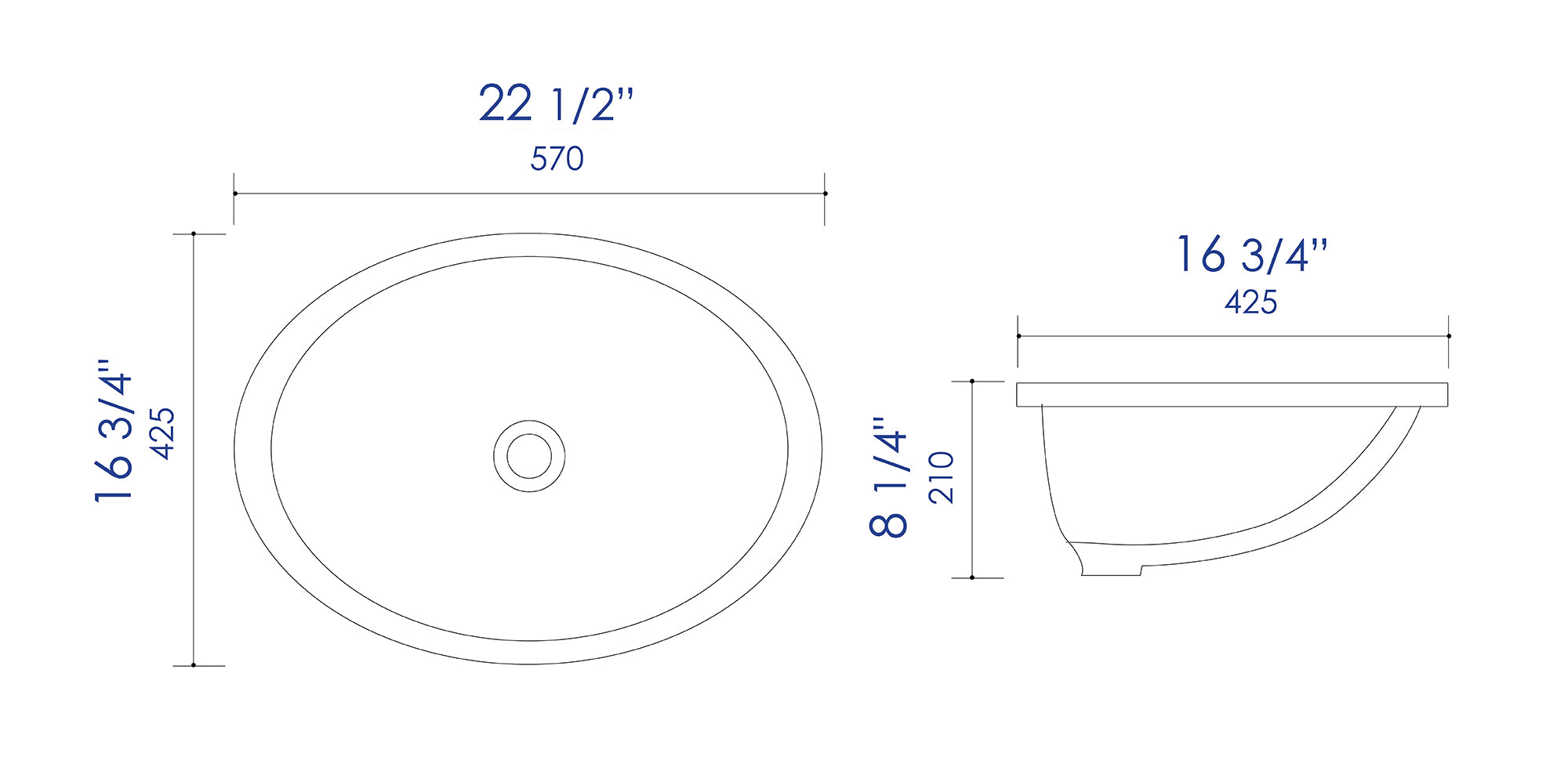 ALFI Brand - White 23" Oval Undermount Ceramic Sink | ABC602 ALFI Brand - White 23" Oval Undermount Ceramic Sink | ABC602