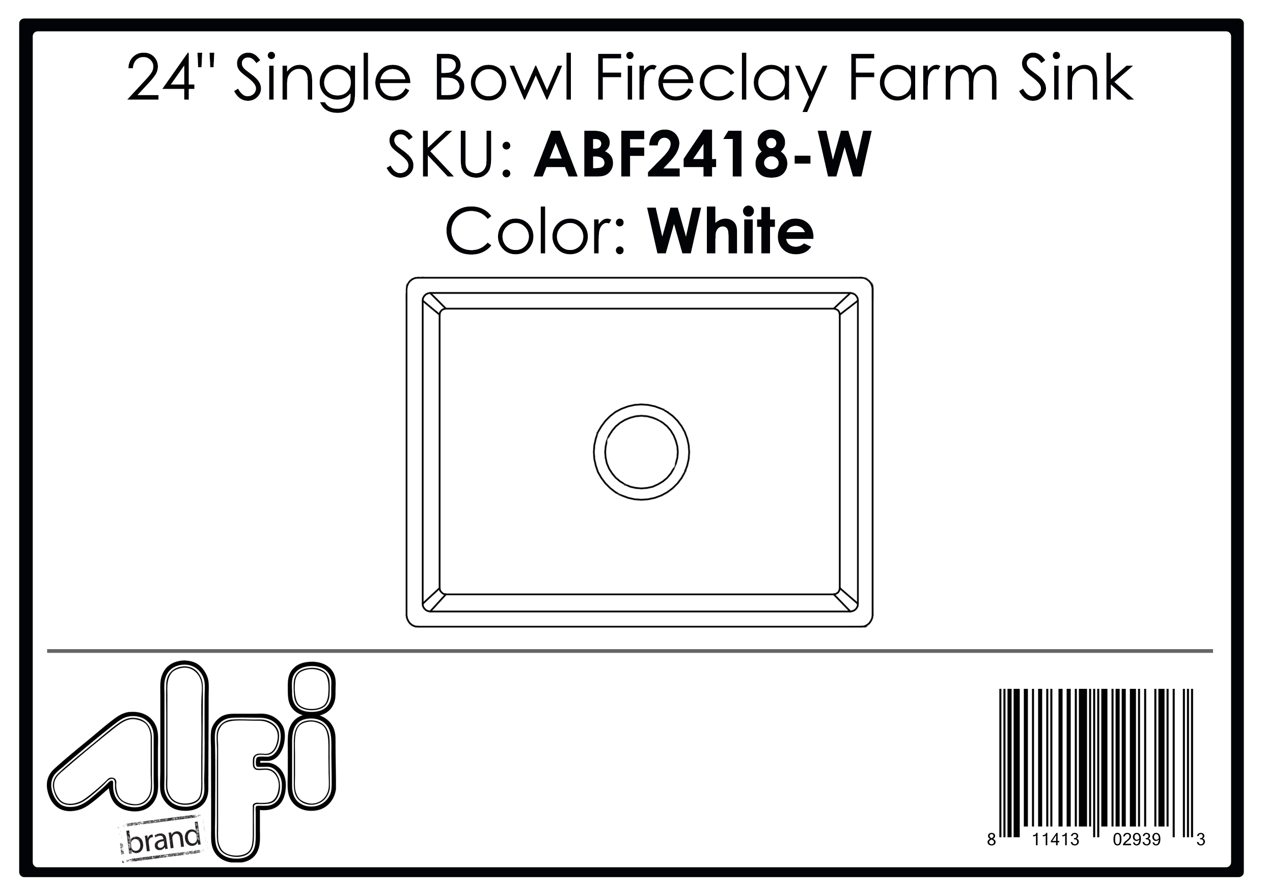 ALFI Brand - 24" White Thin Wall Single Bowl Smooth Apron Fireclay Kitchen Farm Sink | ABF2418-W ALFI Brand - 24" White Thin Wall Single Bowl Smooth Apron Fireclay Kitchen Farm Sink | ABF2418-W