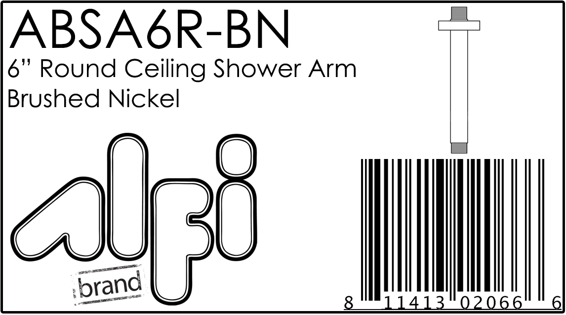 ALFI Brand - Brushed Nickel 6" Round Ceiling Shower Arm | ABSA6R-BN ALFI Brand - Brushed Nickel 6" Round Ceiling Shower Arm | ABSA6R-BN