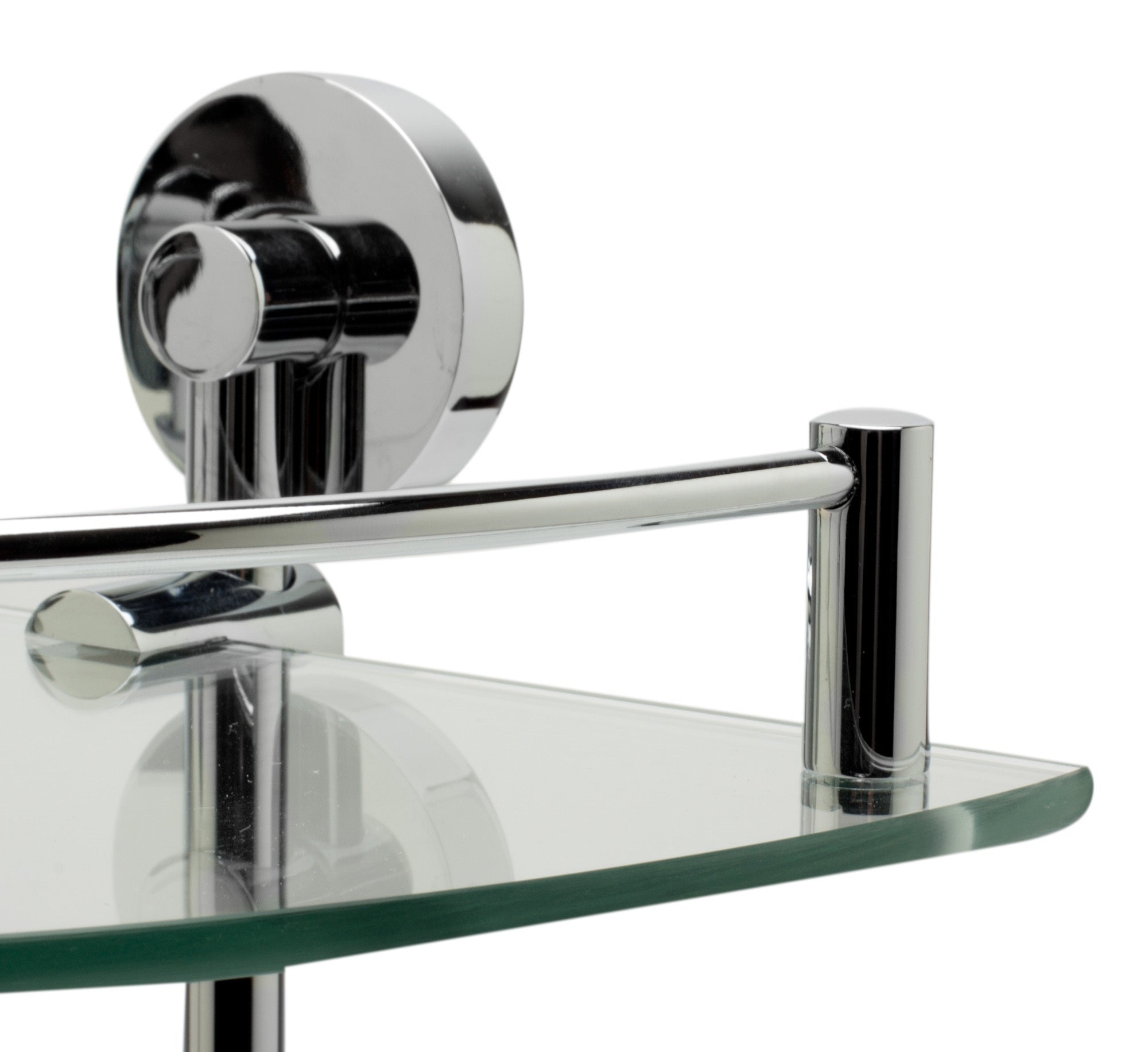 ALFI Brand - Polished Chrome Corner Mounted Double Glass Shower Shelf Bathroom Accessory | AB9548 ALFI Brand - Polished Chrome Corner Mounted Double Glass Shower Shelf Bathroom Accessory | AB9548