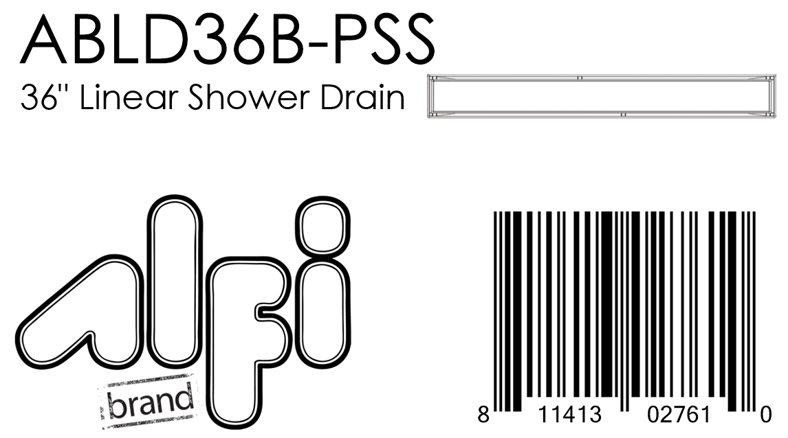 ALFI Brand - 36" Modern Polished Stainless Steel Linear Shower Drain with Solid Cover | ABLD36B-PSS ALFI Brand - 36" Modern Polished Stainless Steel Linear Shower Drain with Solid Cover | ABLD36B-PSS