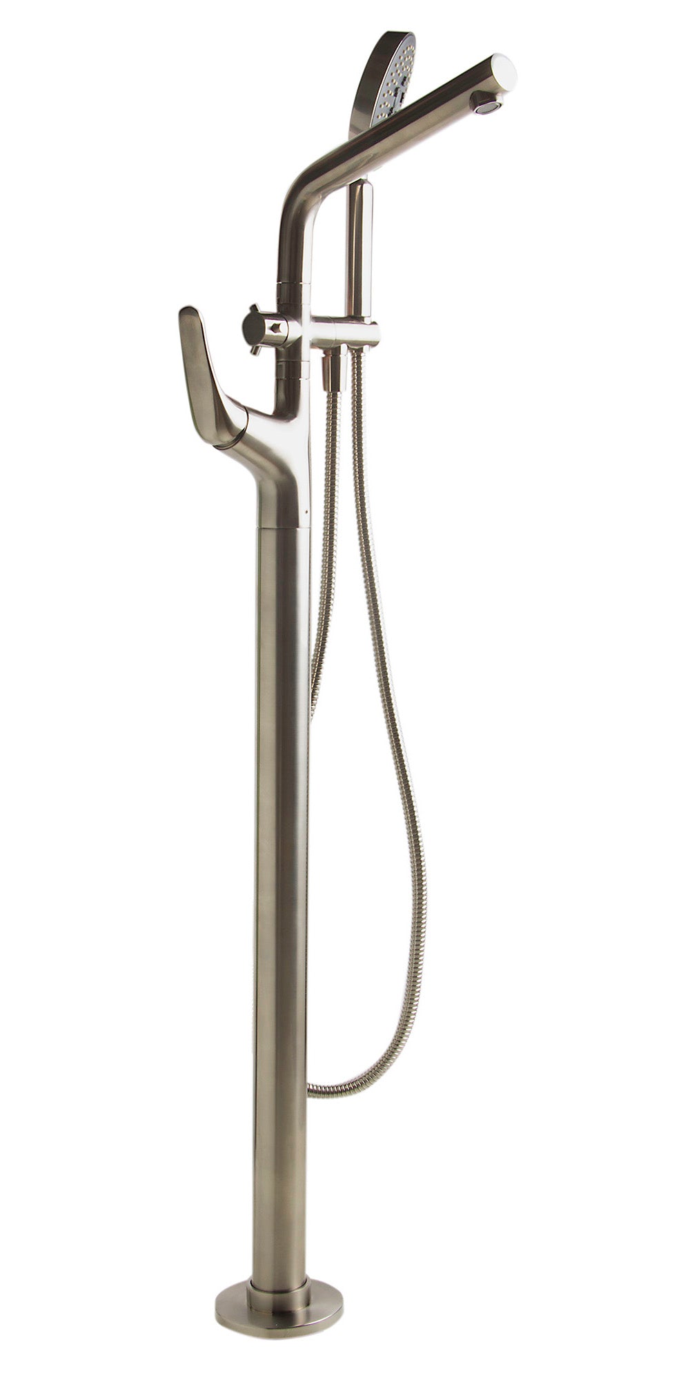 ALFI Brand - Brushed Nickel Floor Mounted Tub Filler + Mixer /w additional Hand Held Shower Head | AB2758-BN ALFI Brand - Brushed Nickel Floor Mounted Tub Filler + Mixer /w additional Hand Held Shower Head | AB2758-BN
