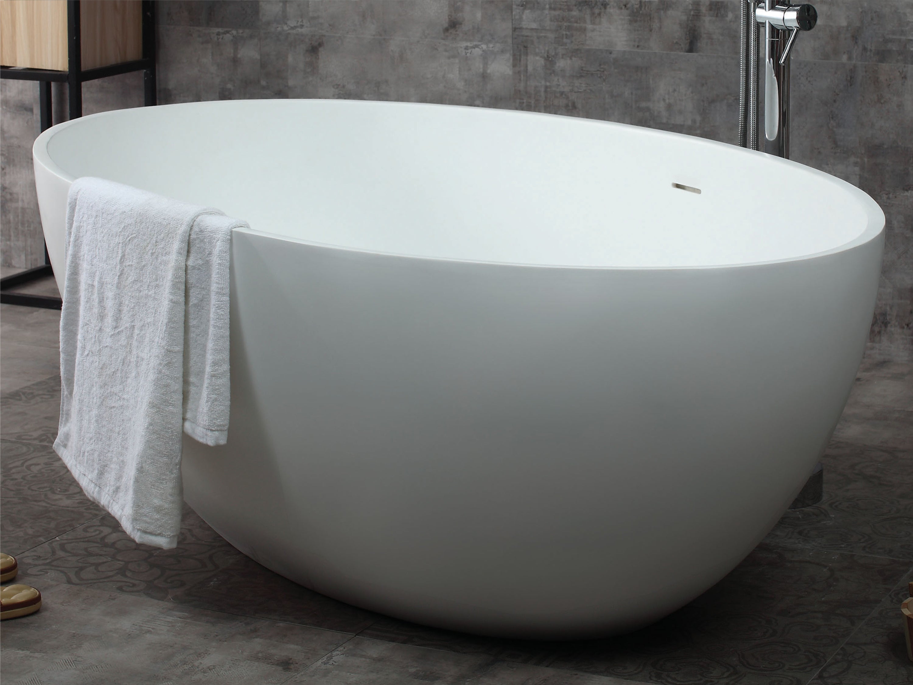 ALFI Brand - 67" White Oval Solid Surface Smooth Resin Soaking Bathtub | AB9941 ALFI Brand - 67" White Oval Solid Surface Smooth Resin Soaking Bathtub | AB9941