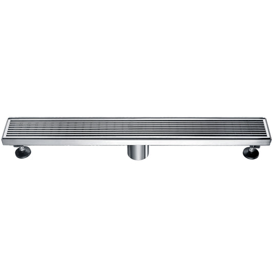 ALFI Brand - 24" Modern Stainless Steel Linear Shower Drain with Groove Lines | ABLD24D