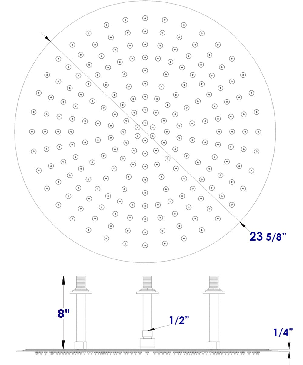 ALFI Brand - 24" Round Brushed Solid Stainless Steel Ultra Thin Rain Shower Head | RAIN24R-BSS ALFI Brand - 24" Round Brushed Solid Stainless Steel Ultra Thin Rain Shower Head | RAIN24R-BSS