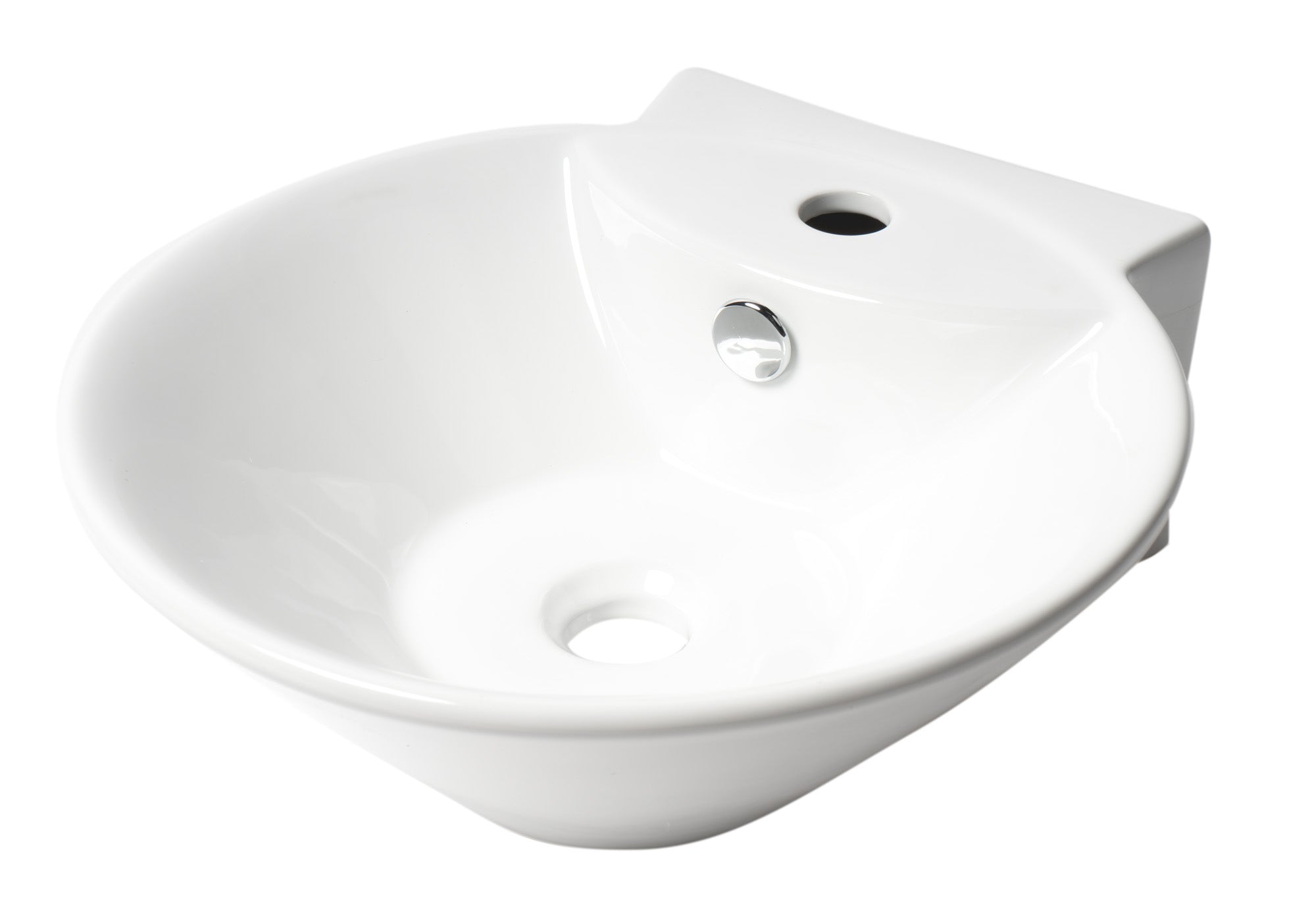 ALFI Brand - White 17" Round Wall Mounted Ceramic Sink with Faucet Hole | ABC113 ALFI Brand - White 17" Round Wall Mounted Ceramic Sink with Faucet Hole | ABC113