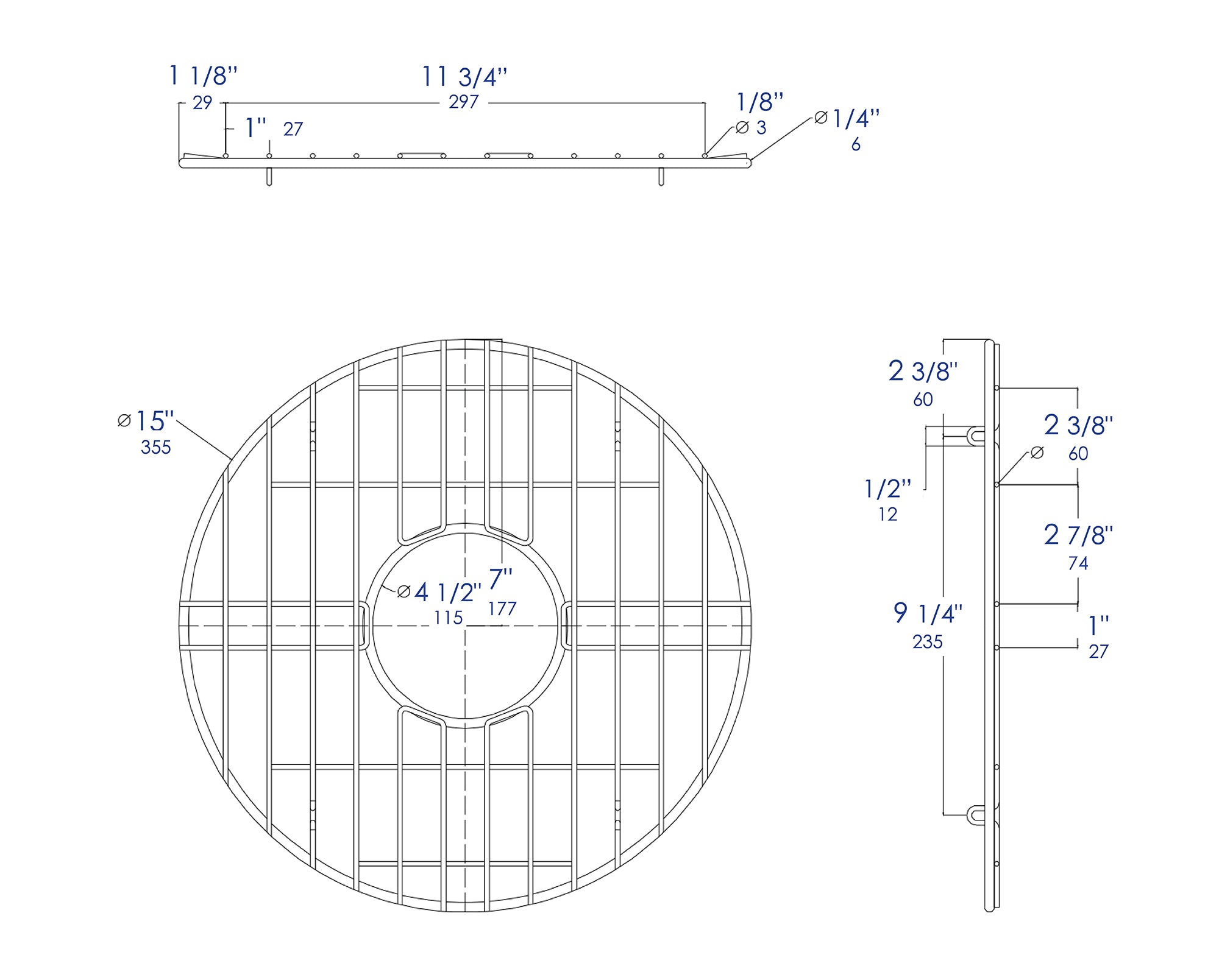 ALFI Brand - Round Stainless Steel Grid for ABF1818R | ABGR18R ALFI Brand - Round Stainless Steel Grid for ABF1818R | ABGR18R