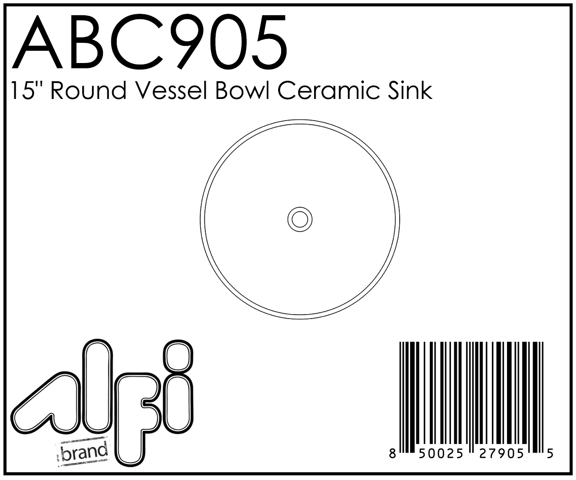 ALFI Brand - White 15" Round Vessel Bowl Above Mount Ceramic Sink | ABC905 ALFI Brand - White 15" Round Vessel Bowl Above Mount Ceramic Sink | ABC905