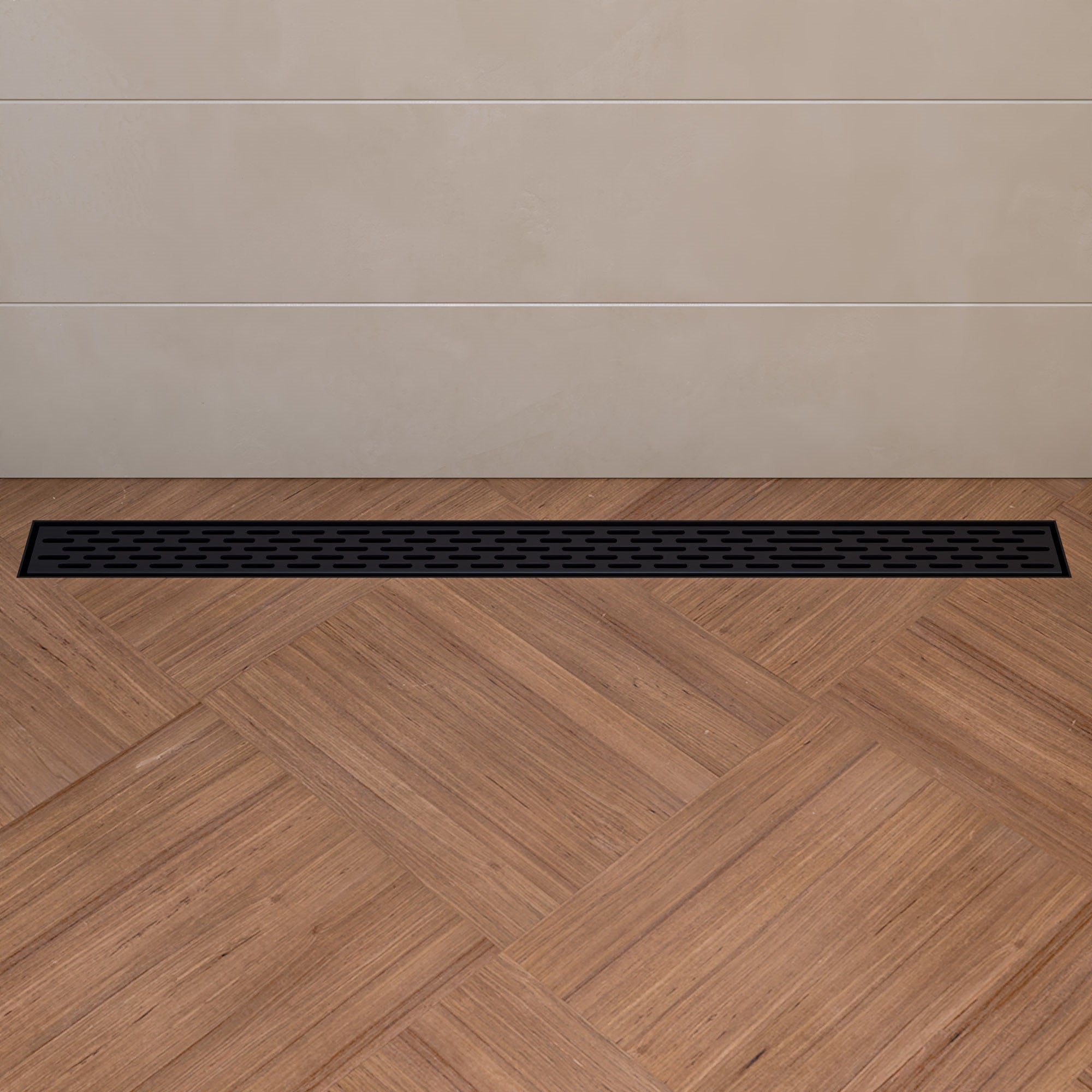 ALFI Brand - 36" Black Matte Stainless Steel Linear Shower Drain with Groove Holes | ABLD36C-BM ALFI Brand - 36" Black Matte Stainless Steel Linear Shower Drain with Groove Holes | ABLD36C-BM