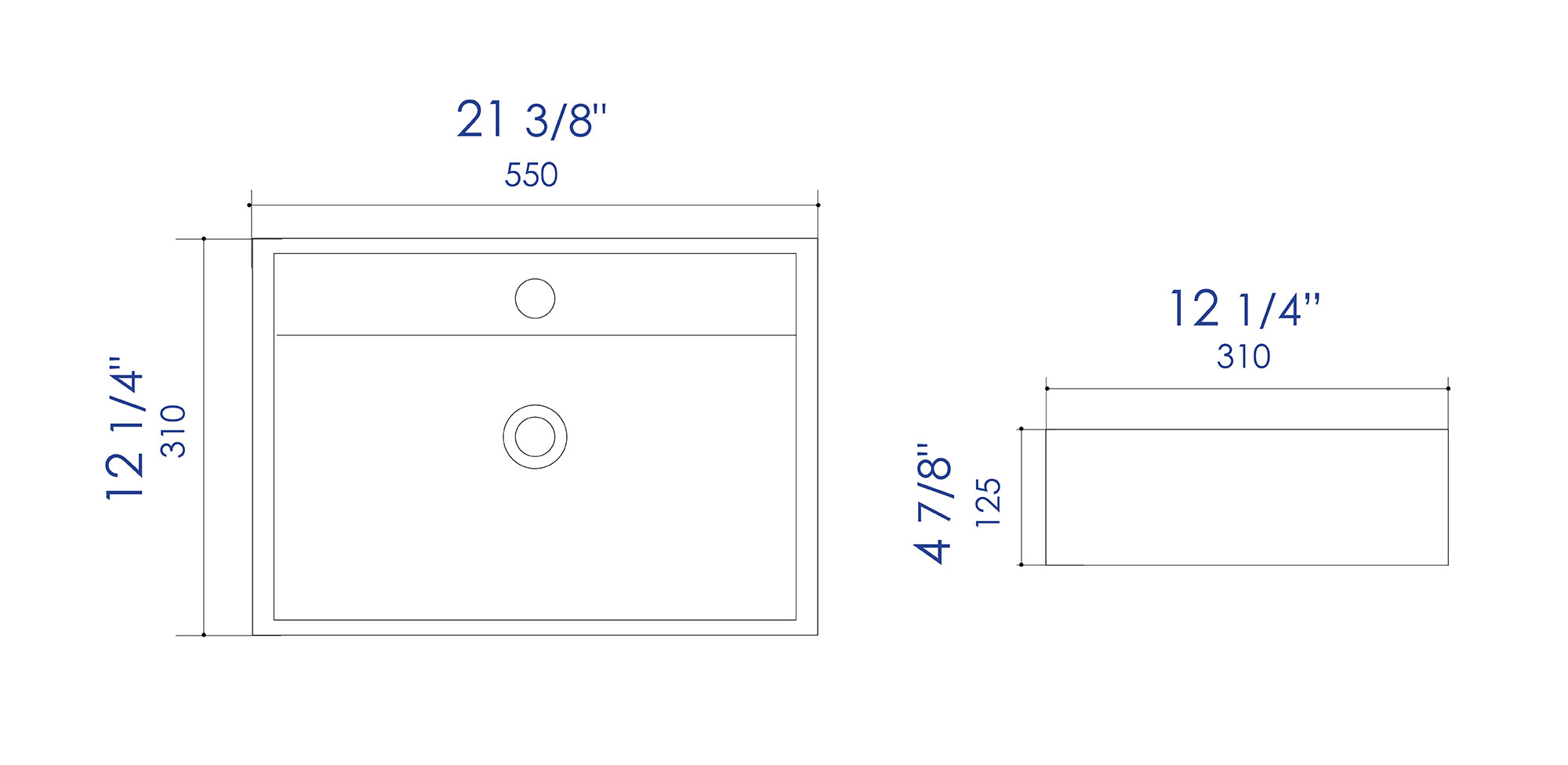 ALFI Brand - White 22" Rectangular Wall Mounted Ceramic Sink with Faucet Hole | ABC122 ALFI Brand - White 22" Rectangular Wall Mounted Ceramic Sink with Faucet Hole | ABC122
