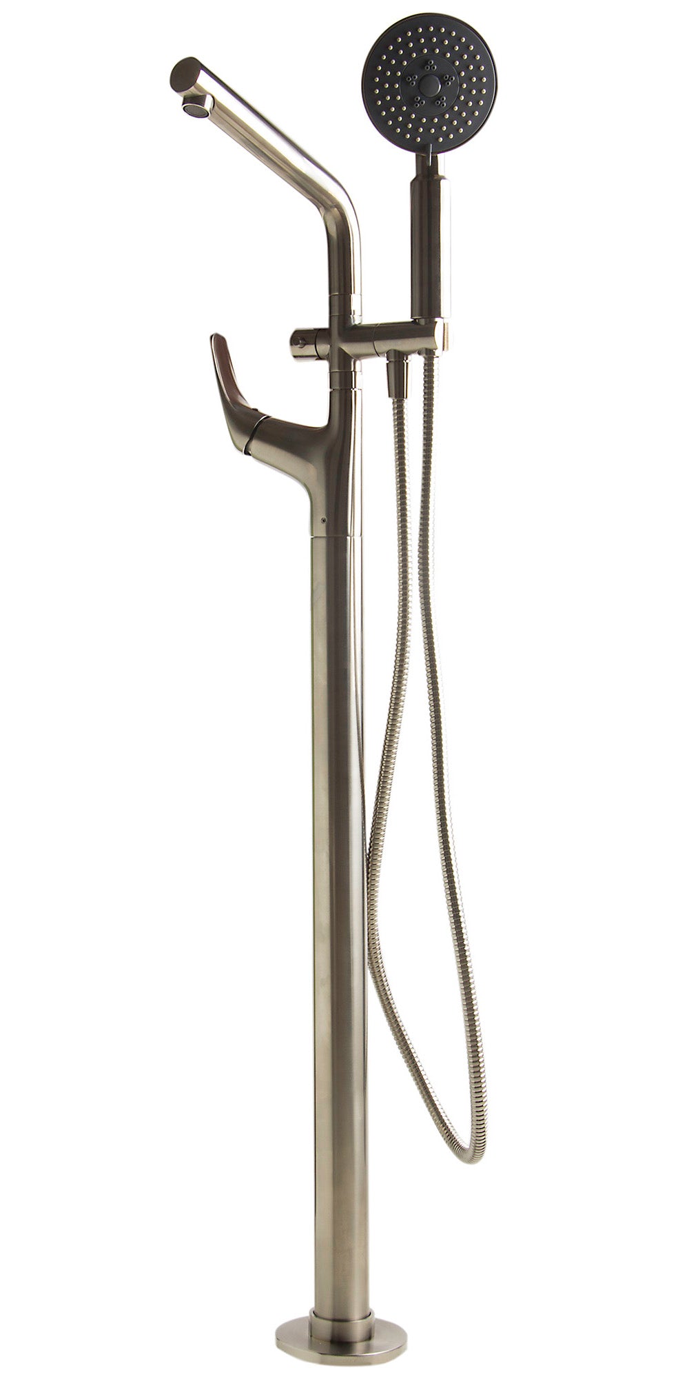 ALFI Brand - Brushed Nickel Floor Mounted Tub Filler + Mixer /w additional Hand Held Shower Head | AB2758-BN ALFI Brand - Brushed Nickel Floor Mounted Tub Filler + Mixer /w additional Hand Held Shower Head | AB2758-BN