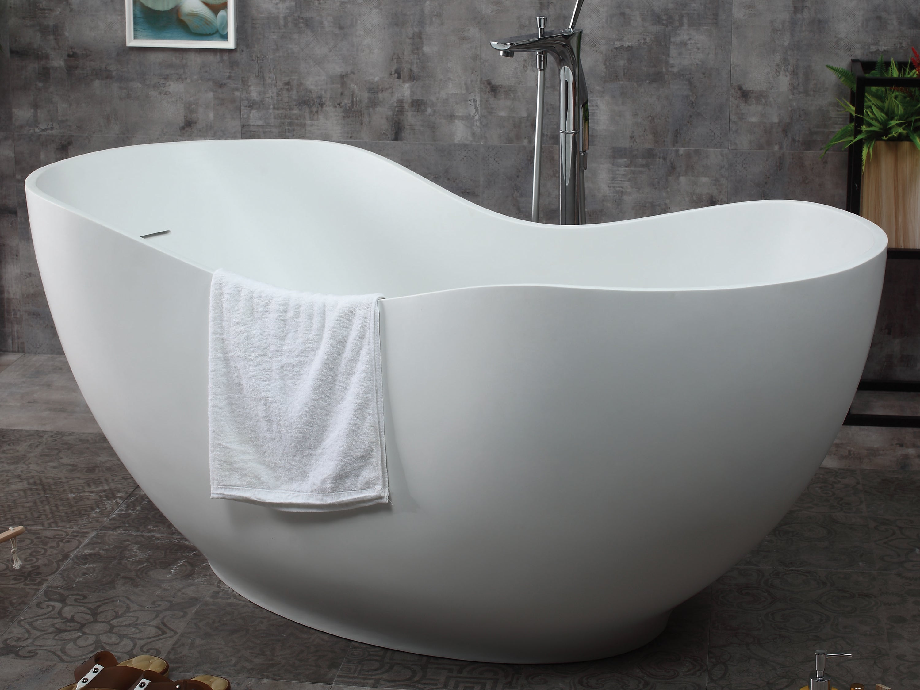 ALFI Brand - 66" White Solid Surface Smooth Resin Soaking Bathtub | AB9949 ALFI Brand - 66" White Solid Surface Smooth Resin Soaking Bathtub | AB9949