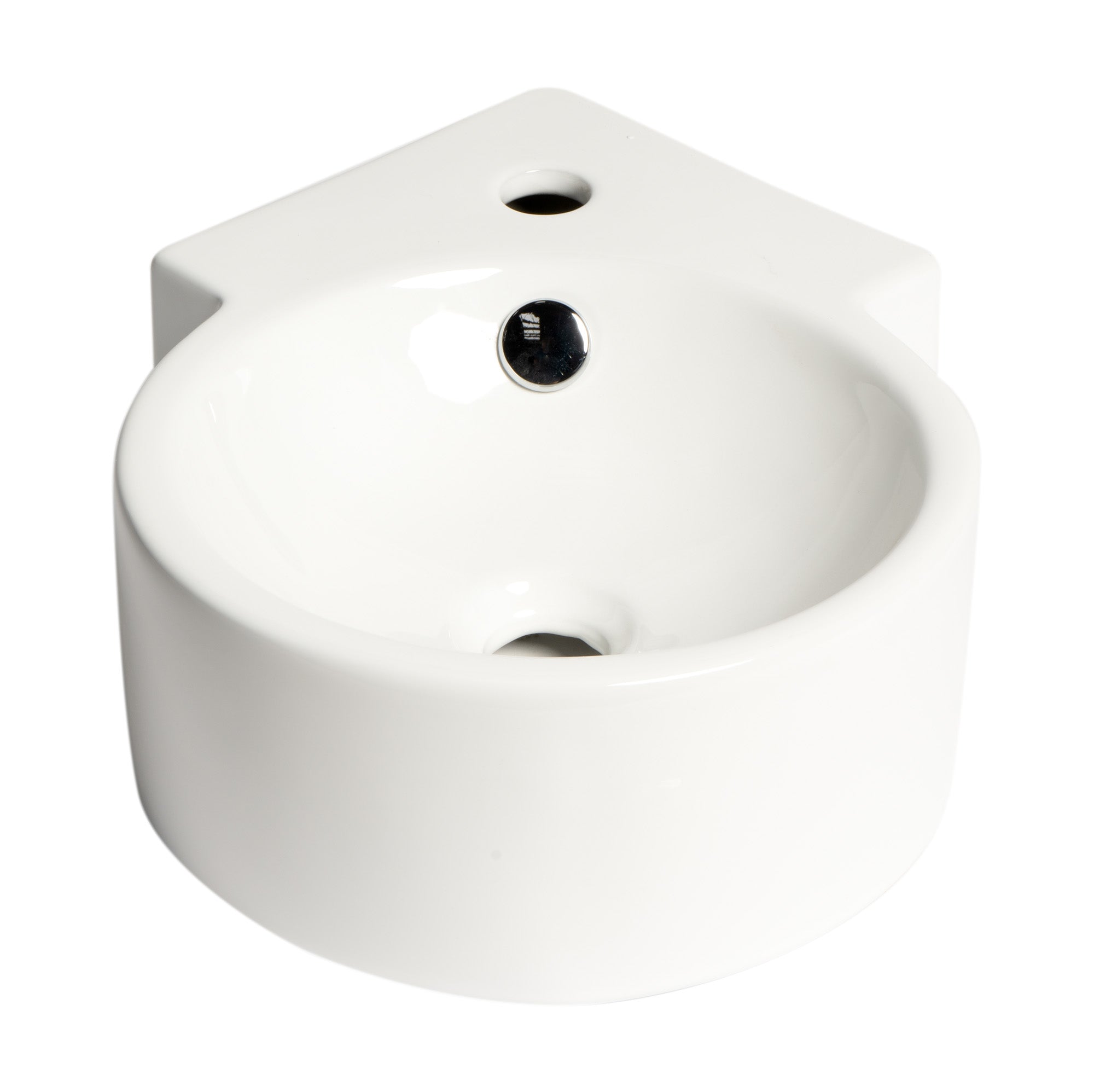 ALFI Brand - White 17" Tiny Corner Wall Mounted Ceramic Sink with Faucet Hole | ABC121 ALFI Brand - White 17" Tiny Corner Wall Mounted Ceramic Sink with Faucet Hole | ABC121