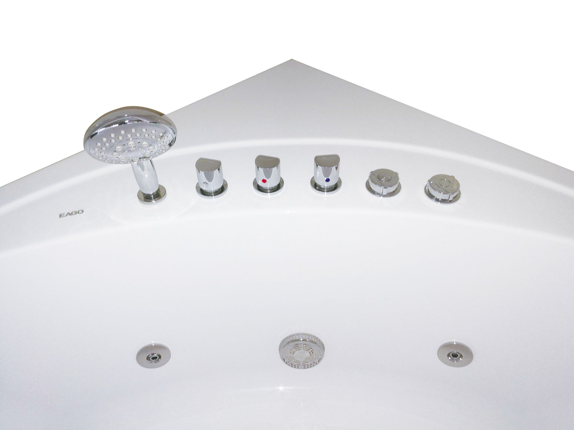 EAGO - 5' Rounded Modern Double Seat Corner Whirlpool Bath Tub with Fixtures | AM200 EAGO - 5' Rounded Modern Double Seat Corner Whirlpool Bath Tub with Fixtures | AM200