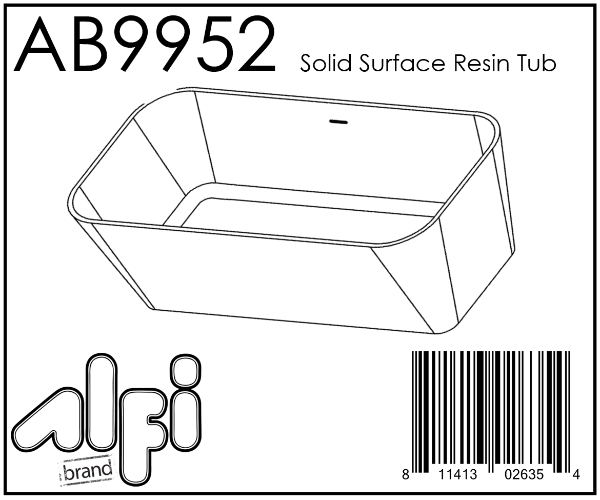 ALFI Brand - 67" White Rectangular Solid Surface Smooth Resin Soaking Bathtub | AB9952 ALFI Brand - 67" White Rectangular Solid Surface Smooth Resin Soaking Bathtub | AB9952