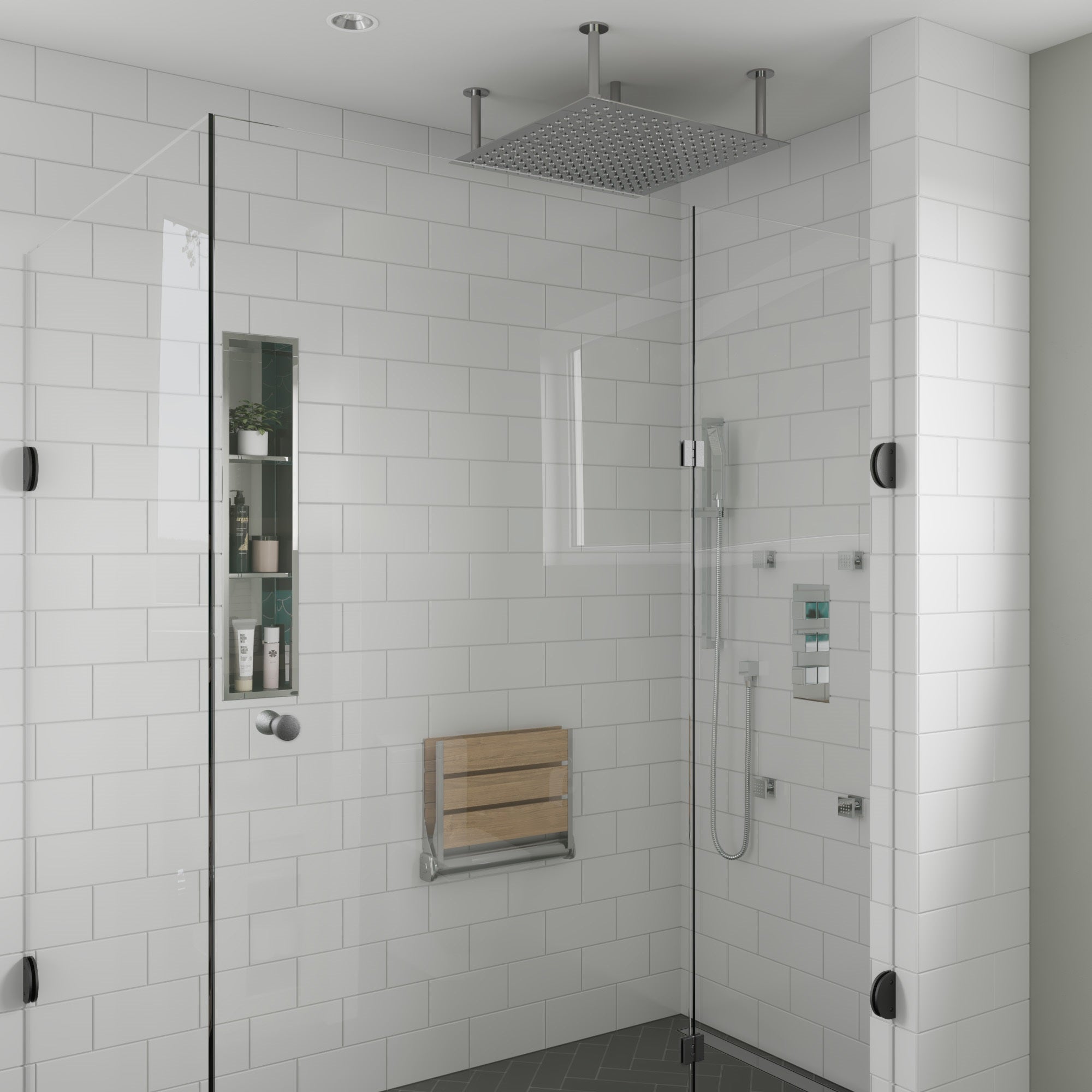 ALFI Brand - 8 x 36 Polished Stainless Steel Vertical Triple Shelf Bath Shower Niche | ABN0836-PSS ALFI Brand - 8 x 36 Polished Stainless Steel Vertical Triple Shelf Bath Shower Niche | ABN0836-PSS