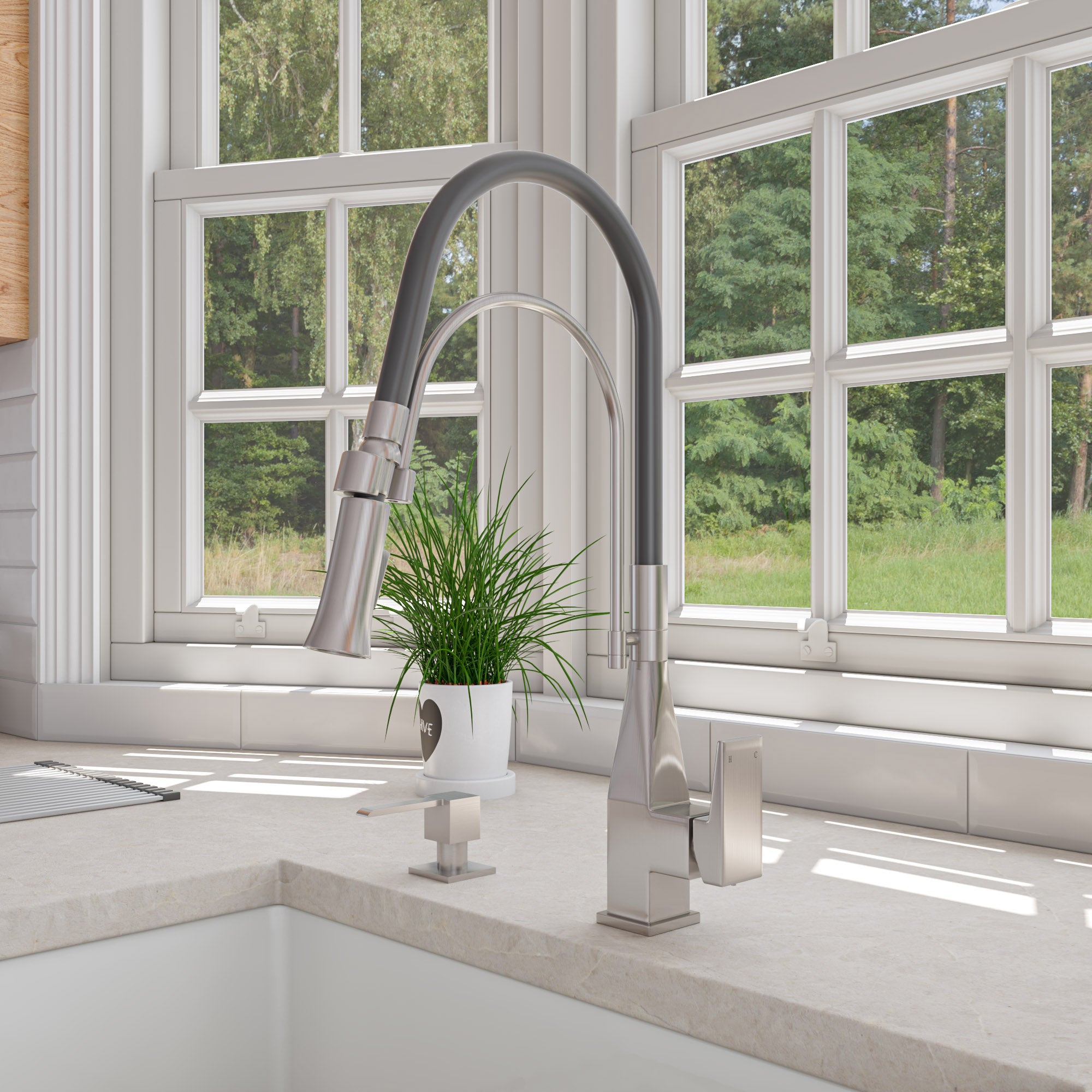 ALFI Brand - Modern Square Brushed Stainless Steel Soap Dispenser | AB5007-BSS ALFI Brand - Modern Square Brushed Stainless Steel Soap Dispenser | AB5007-BSS