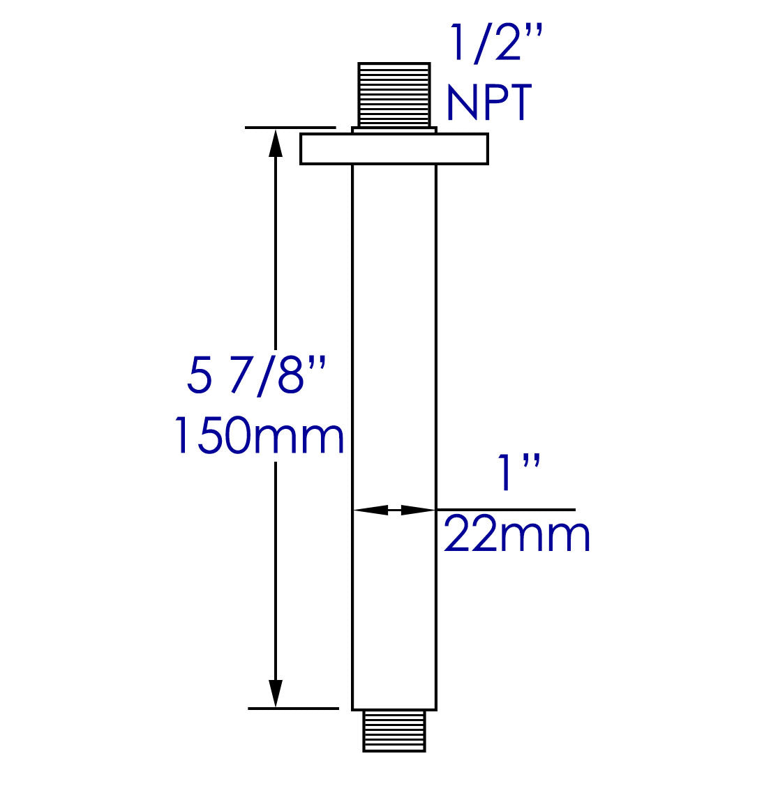 ALFI Brand - Black Matte 6" Square Ceiling Shower Arm | ABSA6S-BM ALFI Brand - Black Matte 6" Square Ceiling Shower Arm | ABSA6S-BM