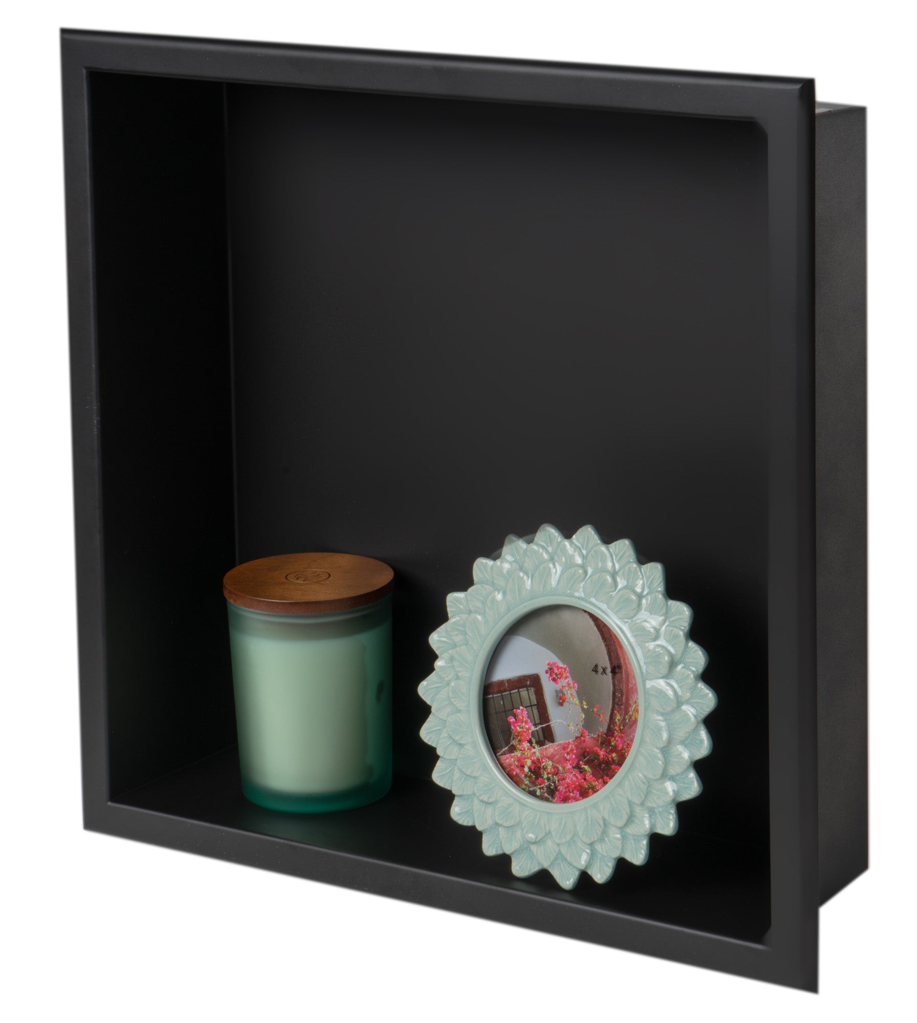 ALFI Brand - 16" x 16" Black Matte Stainless Steel Square Single Shelf Bath Shower Niche | ABNC1616-BLA ALFI Brand - 16" x 16" Black Matte Stainless Steel Square Single Shelf Bath Shower Niche | ABNC1616-BLA