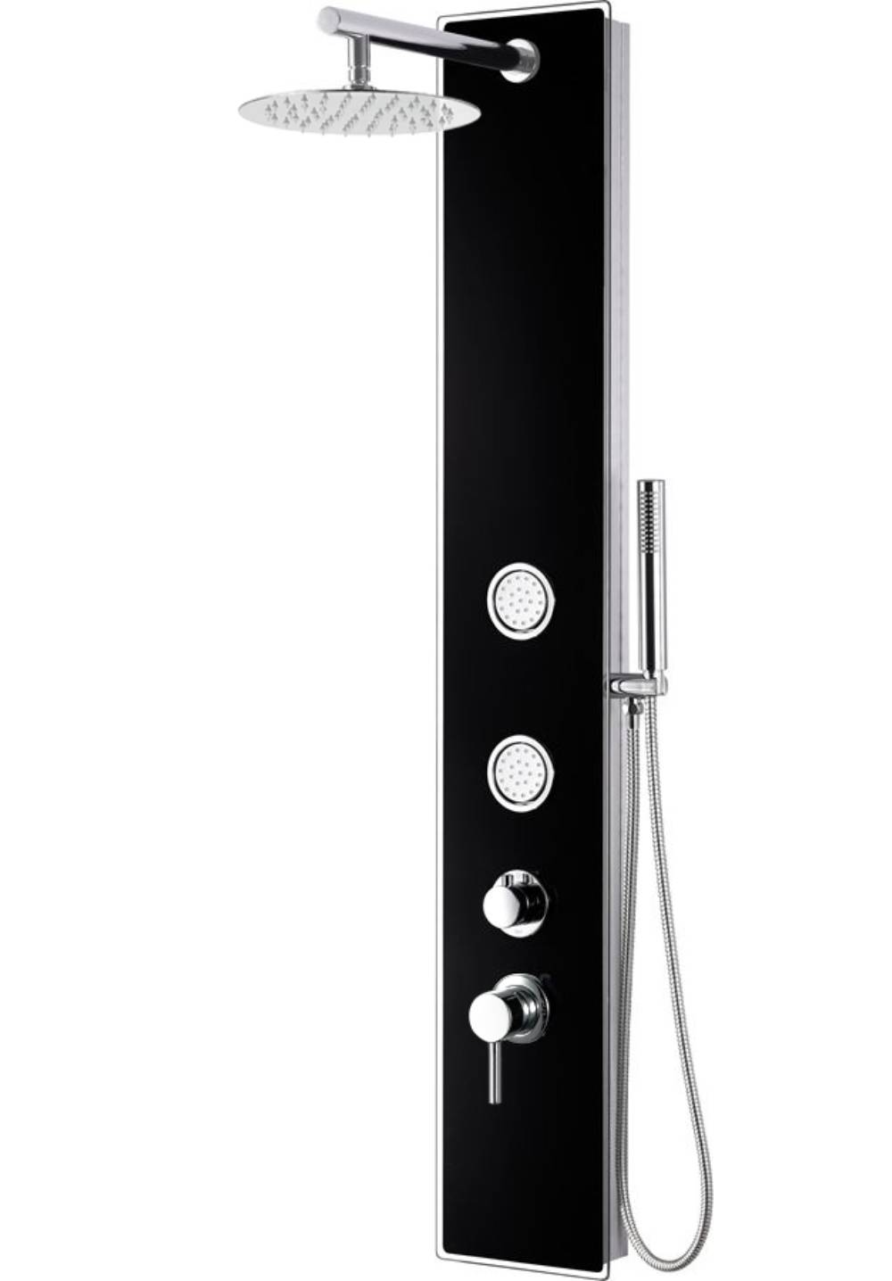ALFI Brand - Black Glass Shower Panel with 2 Body Sprays and Rain Shower Head | ABSP55B ALFI Brand - Black Glass Shower Panel with 2 Body Sprays and Rain Shower Head | ABSP55B