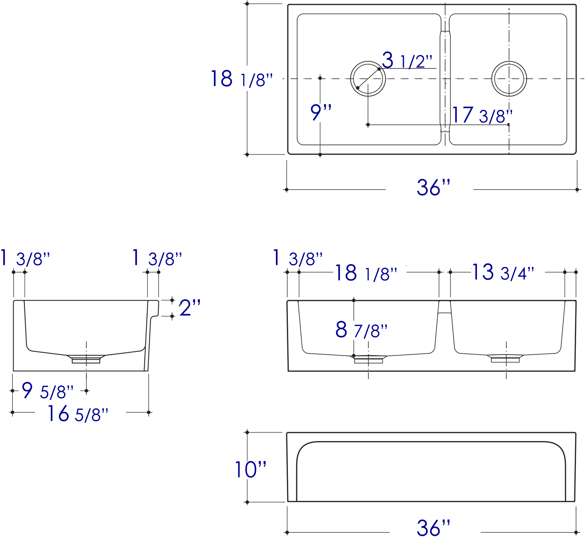 ALFI Brand - 36" Biscuit Arched Apron Thick Wall Fireclay Double Bowl Farm Sink | AB3618ARCH-B ALFI Brand - 36" Biscuit Arched Apron Thick Wall Fireclay Double Bowl Farm Sink | AB3618ARCH-B